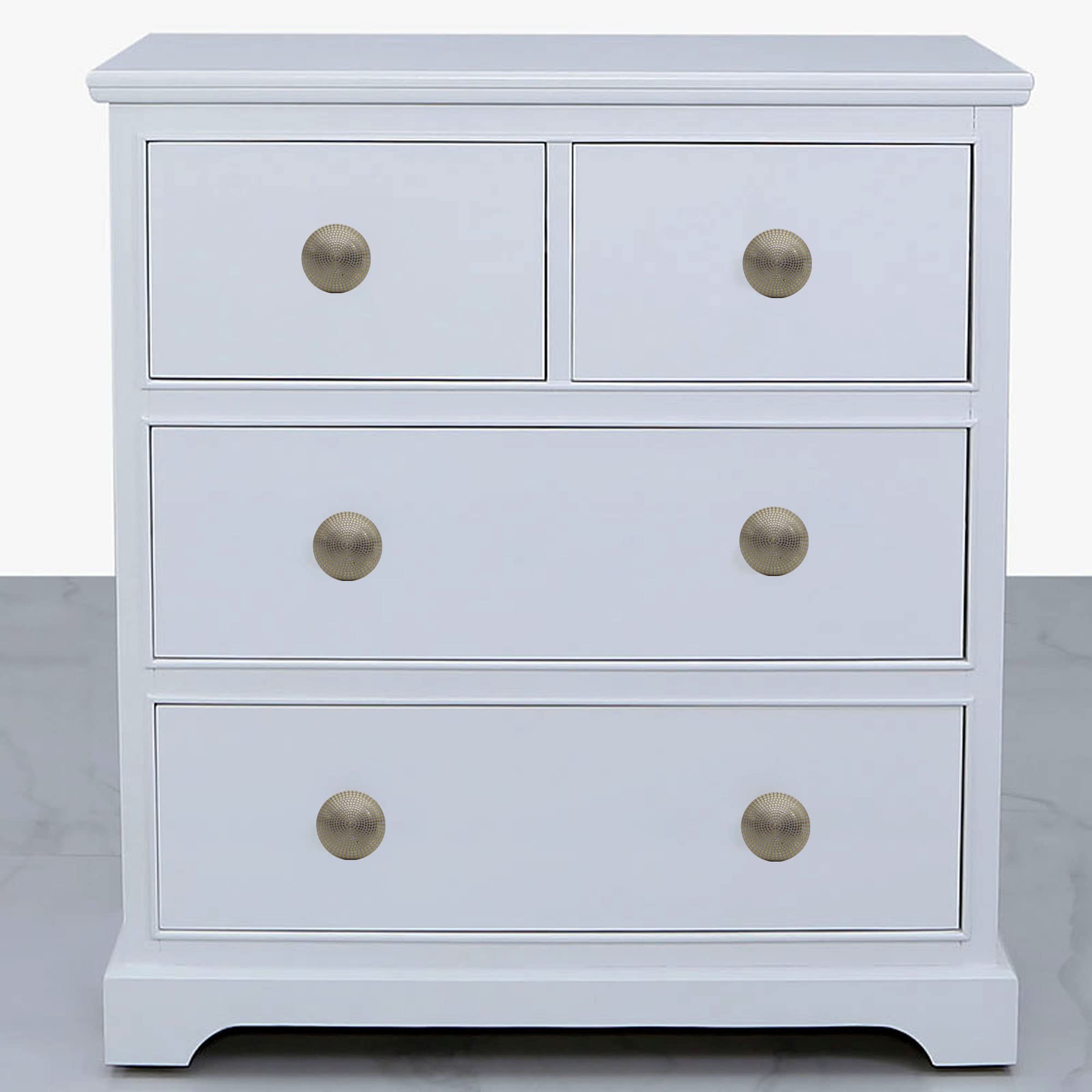 Handmade Brass Cabinet Knobs & Drawer Pulls - Decorative White Dotted 36mm Hardware for Dressers, Kitchen, Bathroom & Living Room Cabinets (Set of 6) | Perfect for Home Renovation & Furniture Upgrade