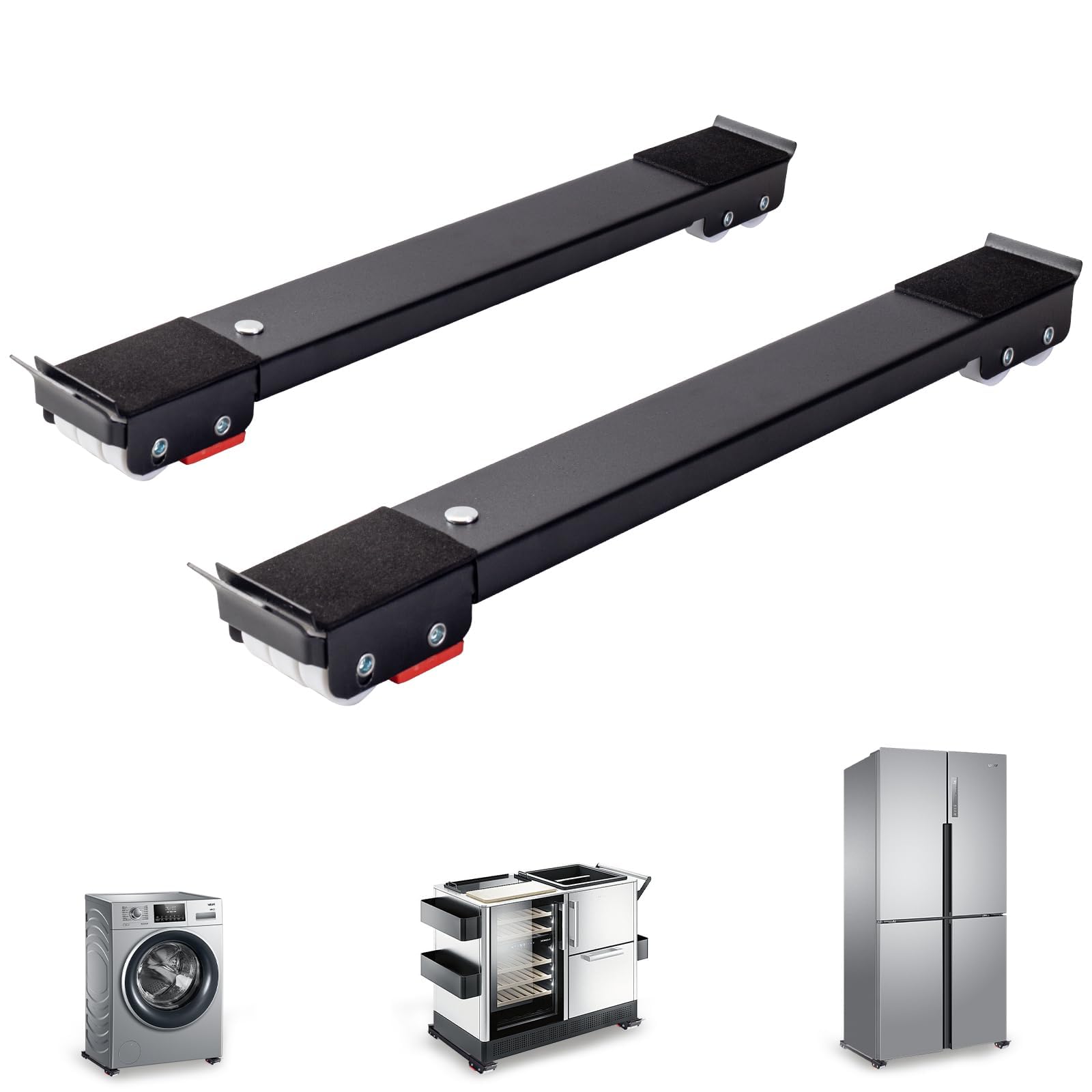 Heavy Duty Upgraded Appliance Rollers for Washer and Dryer - Extendable Furniture Dolly with Rubber Mat for Moving Washing Machine, Refrigerator & Large Appliances Easily - Perfect for Home Moving, Appliance Installation and Furniture Rearrangement