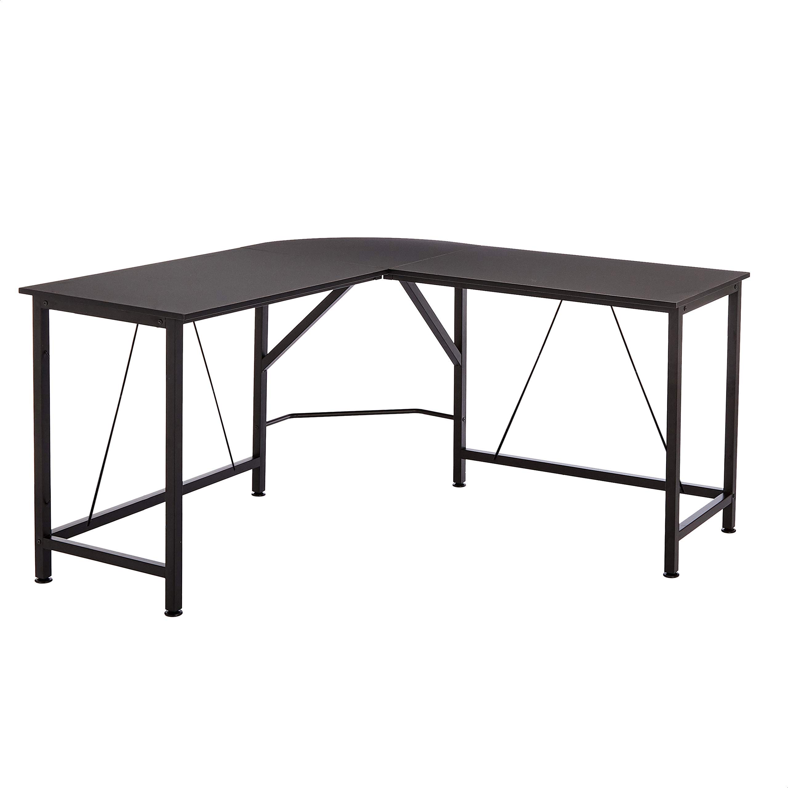 Amazon Basics L-Shape Office Corner Desk - 55 Inch Black Computer Workstation for Home & Small Business - Perfect for Remote Work, Gaming & Study Spaces