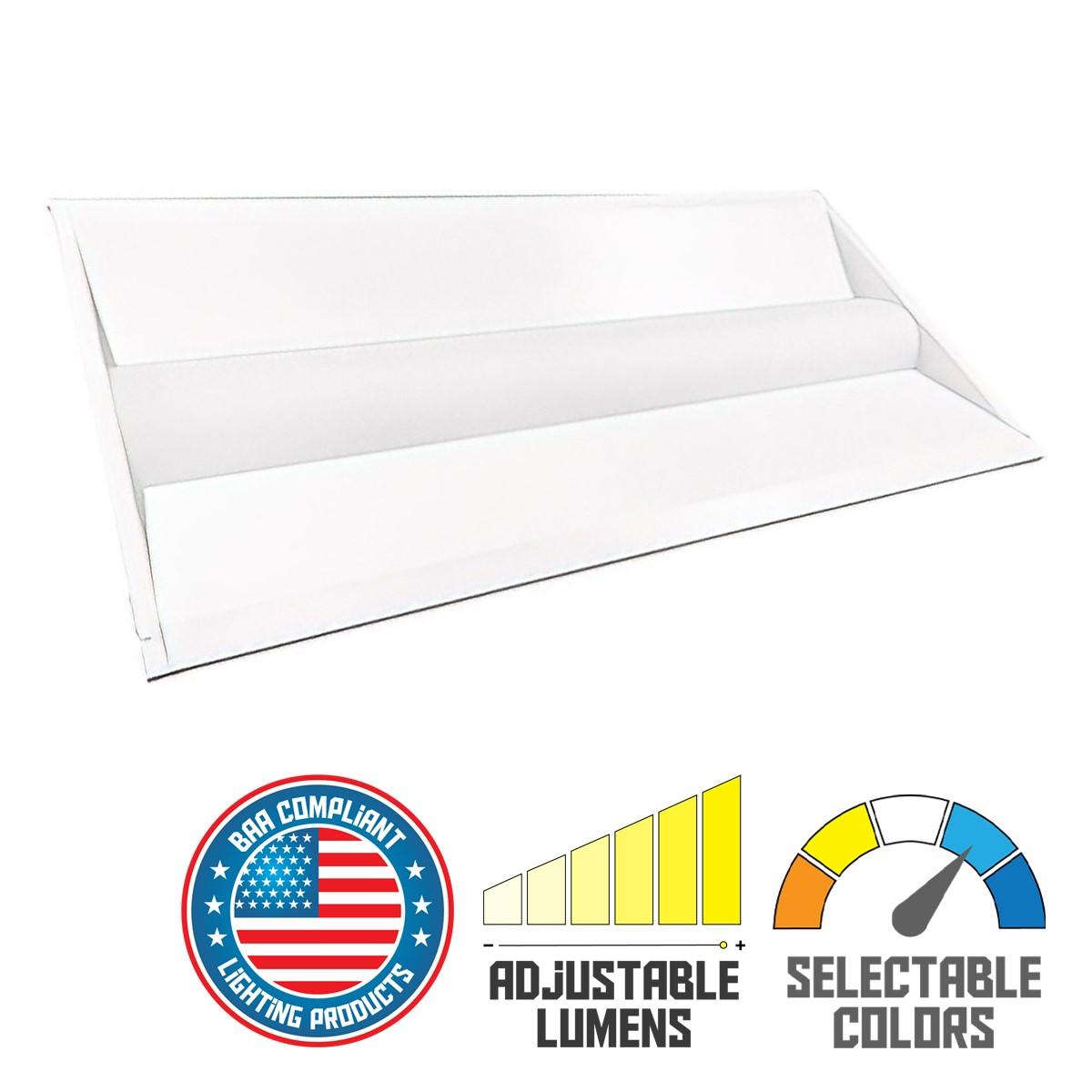 2x4 LED Troffer Retrofit Light Fixture - 34W, 3125/4250 Lumens, 3500K/4000K/5000K Color Temperature, Center Basket Design - Perfect for Office, Classroom, and Commercial Lighting