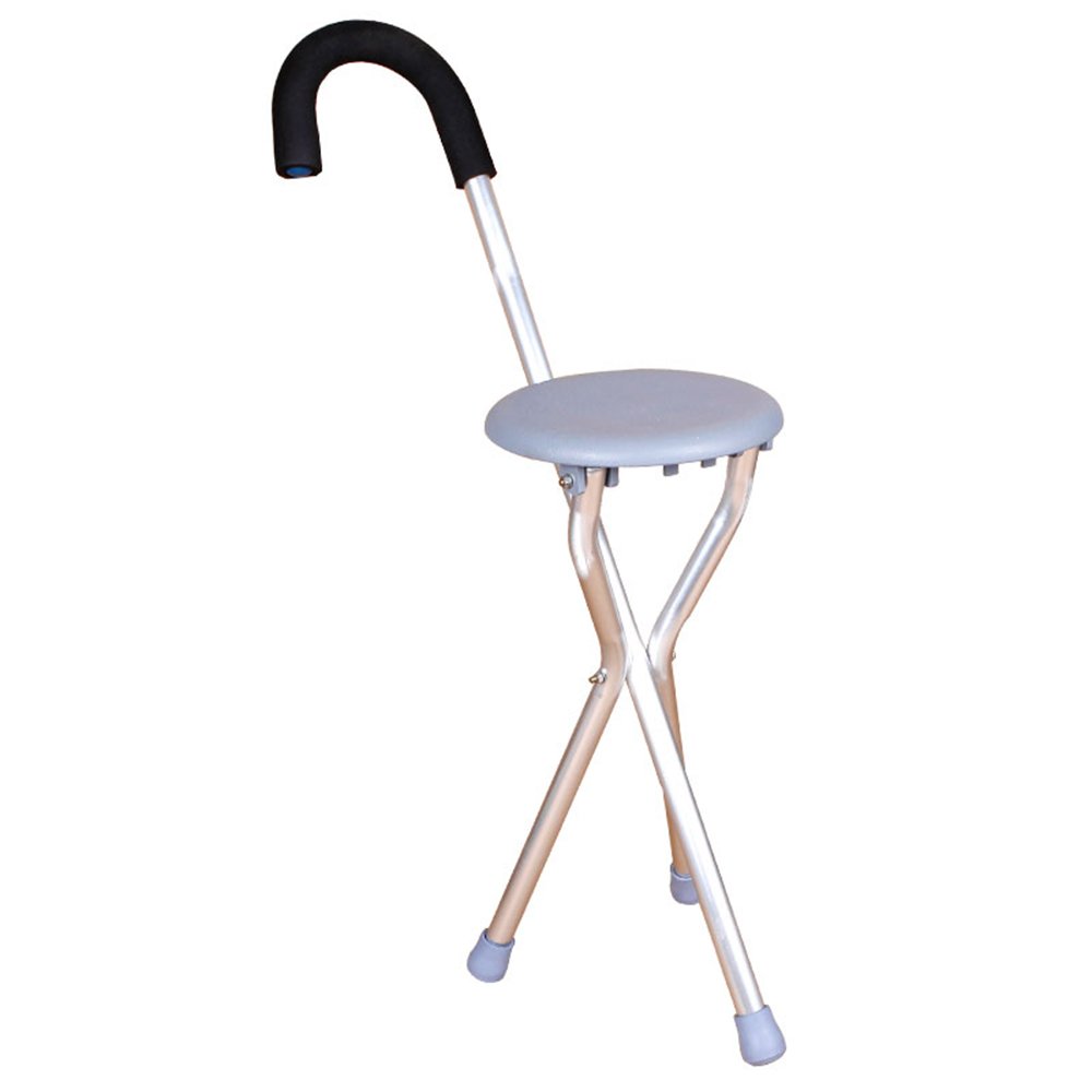 **Foldable Walking Stick Chair Cane with 4-Leg Stool - Lightweight & Sturdy Mobility Aid for Seniors - Adjustable Height Bar Stool for Elderly - Home, Outdoor, Restaurant Use (Color: A)**