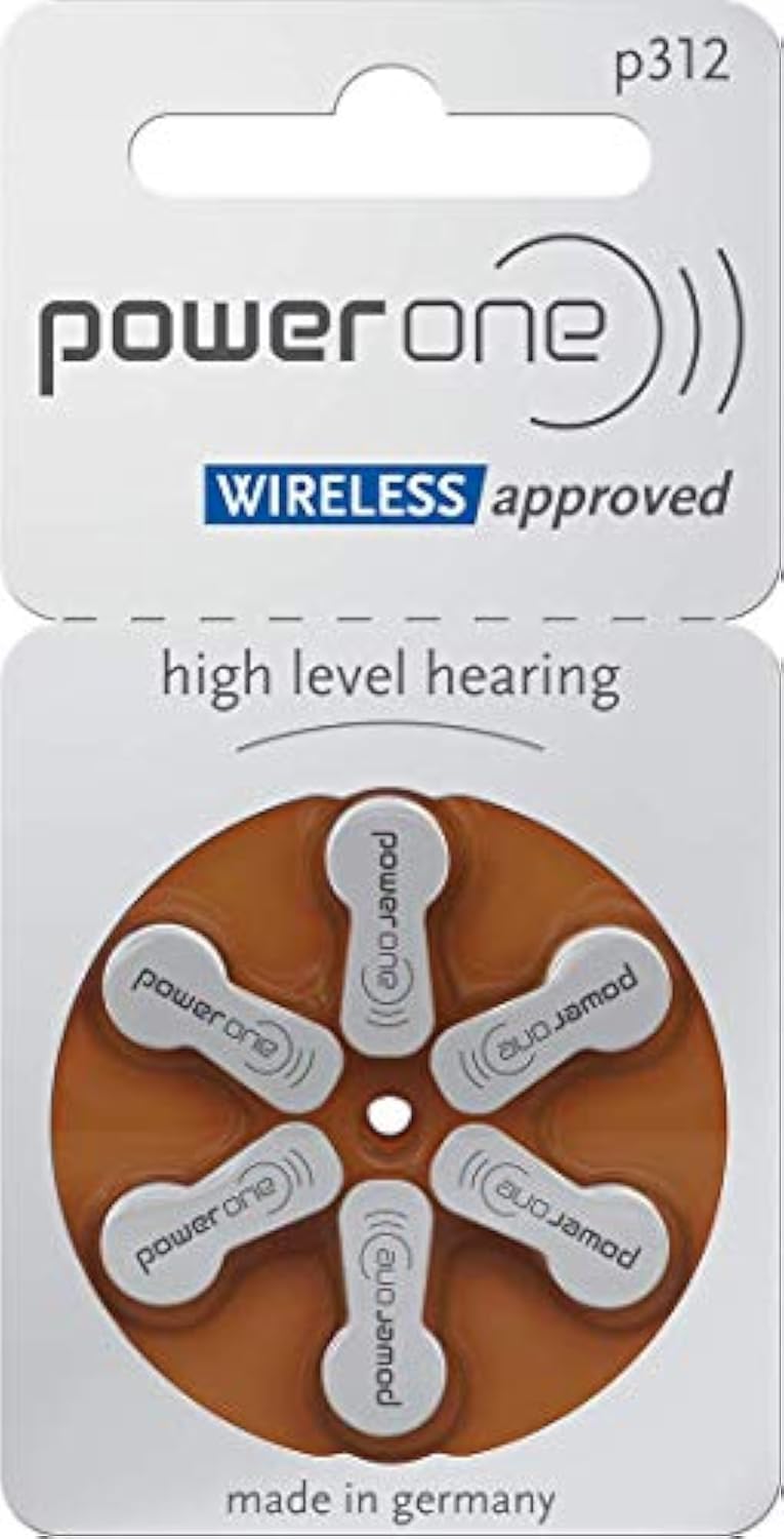 Power One Size 312 Hearing Aid Batteries - Mercury Free, 60 Pack - Long Lasting Zinc Air Batteries for Hearing Devices, Perfect for Travel & Daily Use