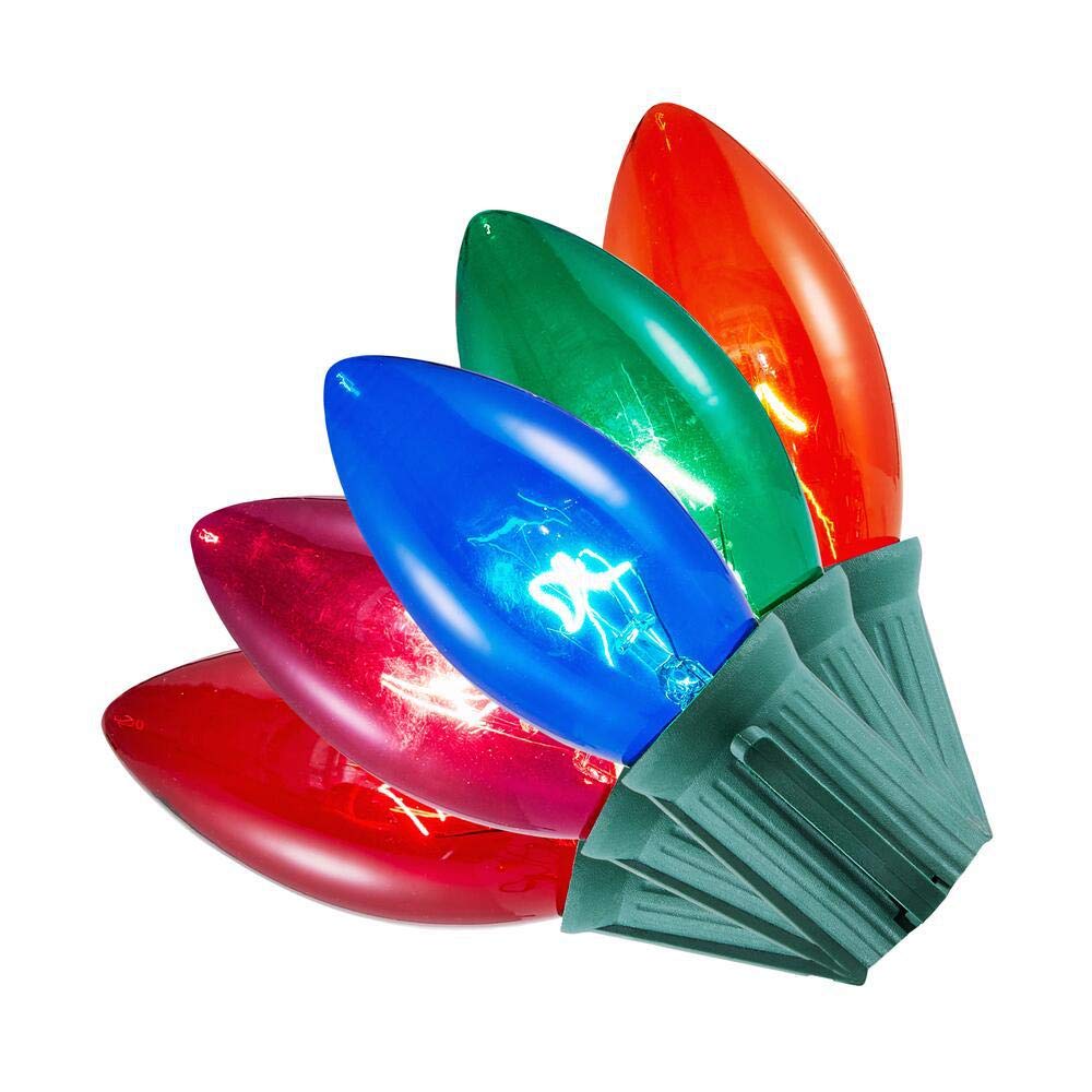 25-Light C9 Multi-Colored Incandescent Christmas String Lights - Set of 2 for Indoor/Outdoor Holiday Decorations - Perfect for Christmas Trees, Roofs, Windows & Party Decor