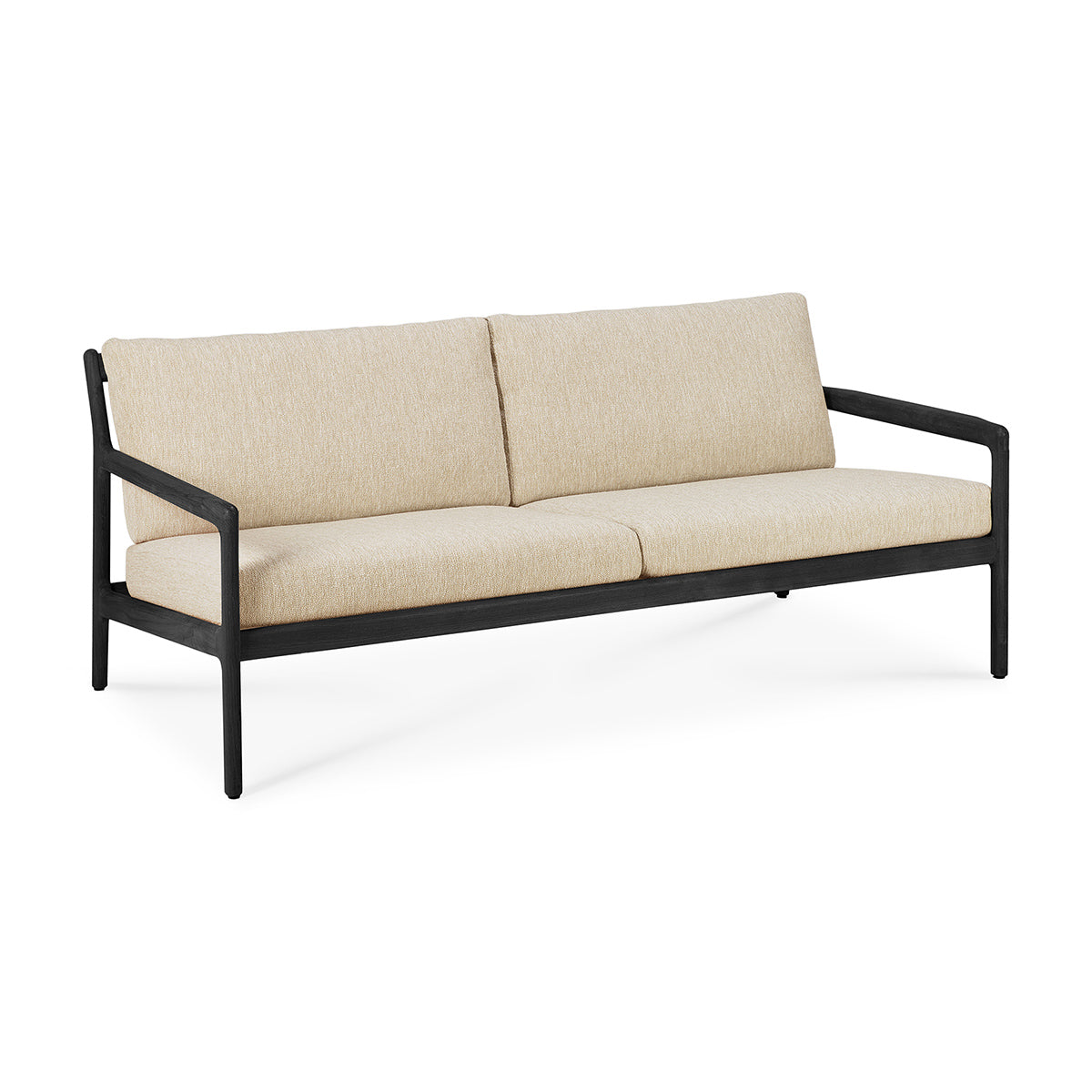 Premium Outdoor Fabric 3-Seater Sofa - Teak Black & Natural Color - Weather-Resistant Patio Furniture for Garden, Poolside & Backyard Relaxation
