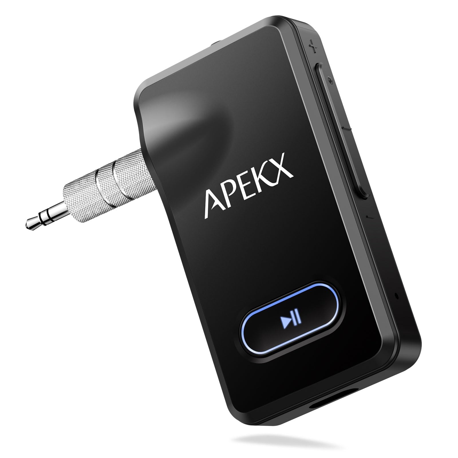 APEKX Bluetooth Car Adapter, Wireless Hi-Fi Audio Receiver with 3.5mm AUX Port & 15-Hour Battery Life for Home Stereo (Black) - Perfect for Hands-Free Music Streaming in Car, Office, or Home Audio Systems