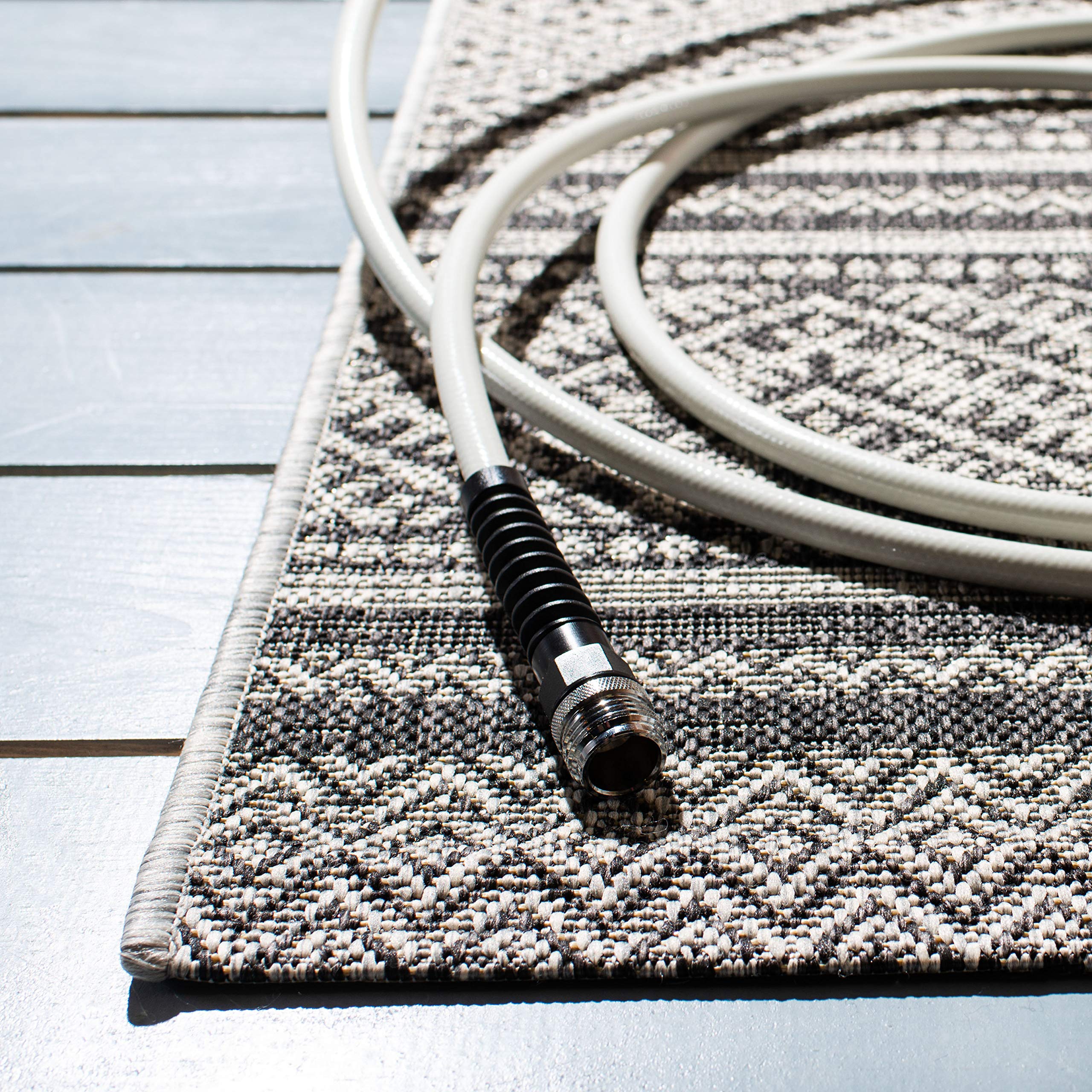 SAFAVIEH Courtyard Collection 8' x 10' Black & Grey Indoor Outdoor Waterproof Rug - Easy Clean, Stain Resistant for Patio, Backyard, Mudroom, Deck & Porch (Model CY8168)