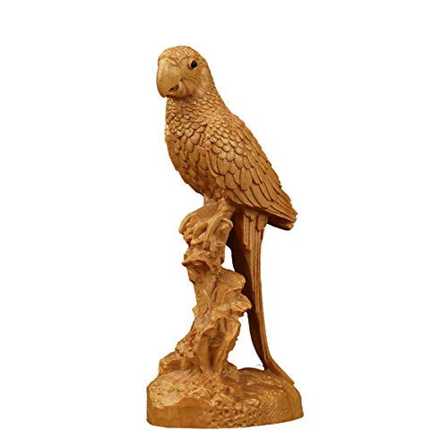 Hand-Carved Boxwood Parrot Sculpture - Elegant Animal Figurine for Home Decor, Unique Craft Gift & Collectible Art Piece | Perfect for Living Room, Office, or Garden Decoration