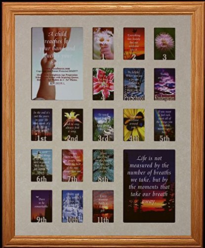 16x20 Birth to Eighteen Cream Mat School Years Frame - Perfect for Preschool, Kindergarten, 1st-11th Grade Photo Display | Ideal for Graduation Gifts, Nursery Decor & Childhood Memory Preservation (Light/Medium Wood Finish)
