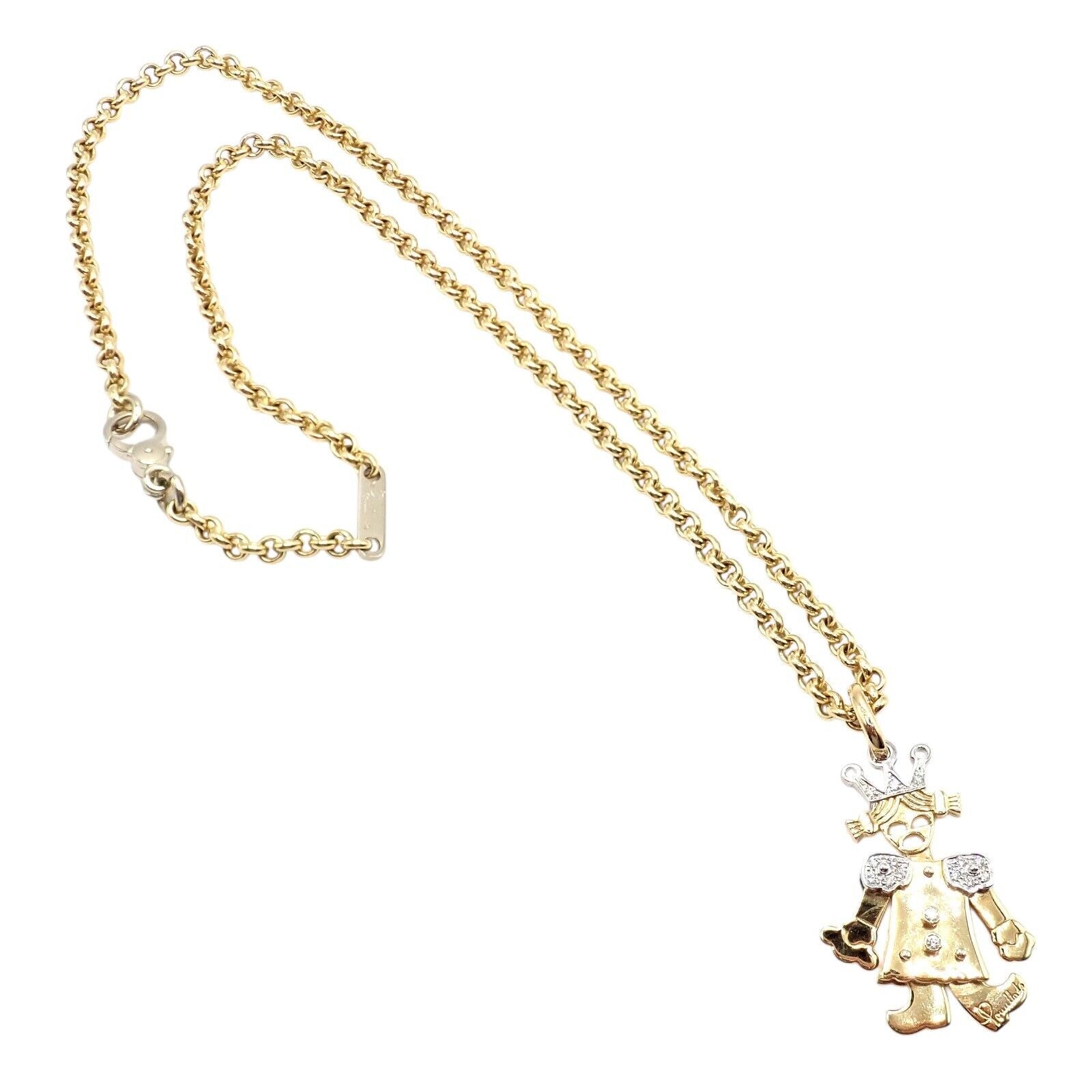 18K Yellow & White Gold Diamond Queen Pendant Necklace for Women | Luxury XL Link Chain with Animated Design | Perfect for Parties, Weddings & Special Occasions