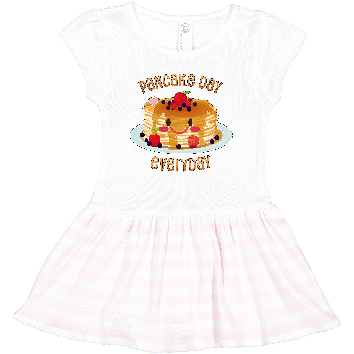 Inktastic Pancake Day Everyday - Smiling Stack of Pancakes Toddler Dress for Girls | Cute Breakfast Themed Kids Outfit | Perfect for Family Brunch, Birthday Parties & Playdates