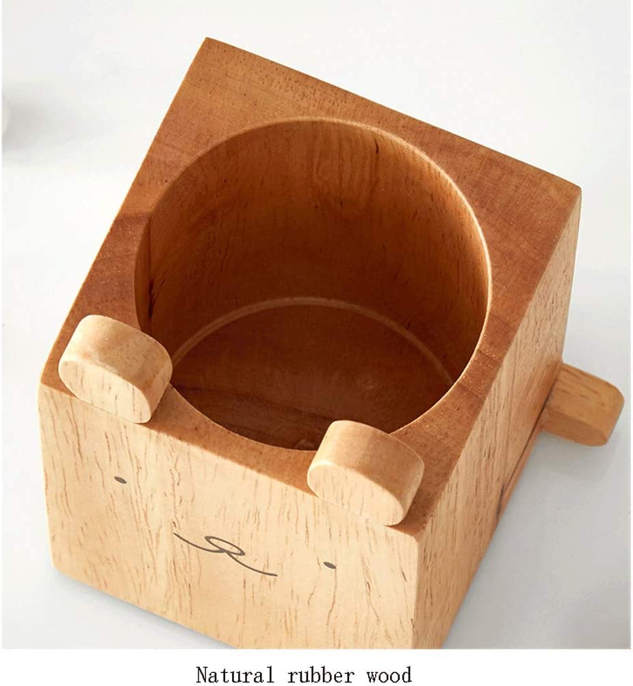 Wooden Desk Pencil Pen Holder - Creative Multifunctional Stationery Organizer, Square Makeup Brush Storage Box for Office & Home Use (Style B) - Perfect for Work Desks, Study Tables, and Vanity Organizers