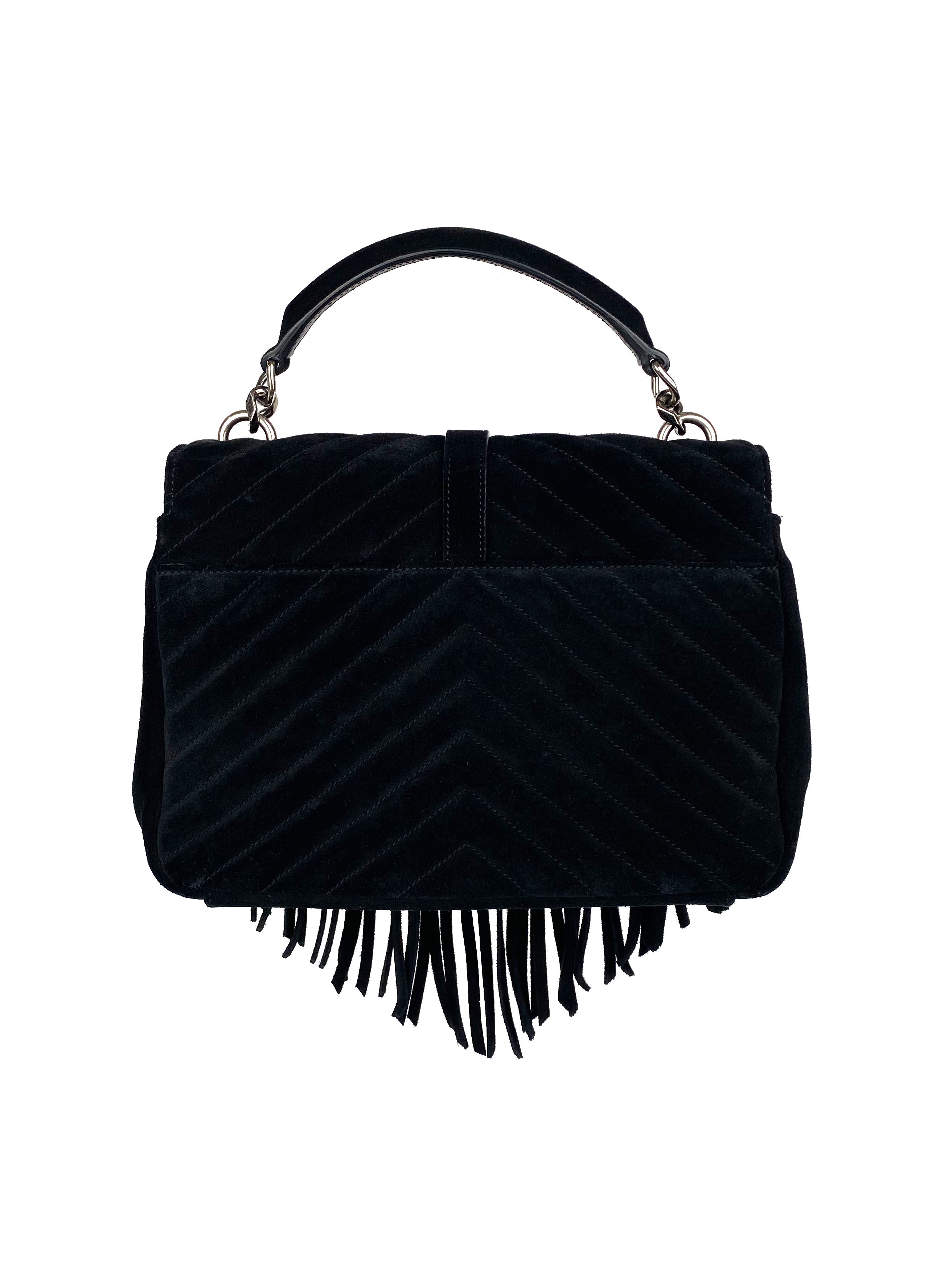 Saint Laurent Black Suede Fringe Shoulder Bag for Women | Luxury Designer Crossbody Purse | Perfect for Evening Parties, Date Nights & Special Occasions