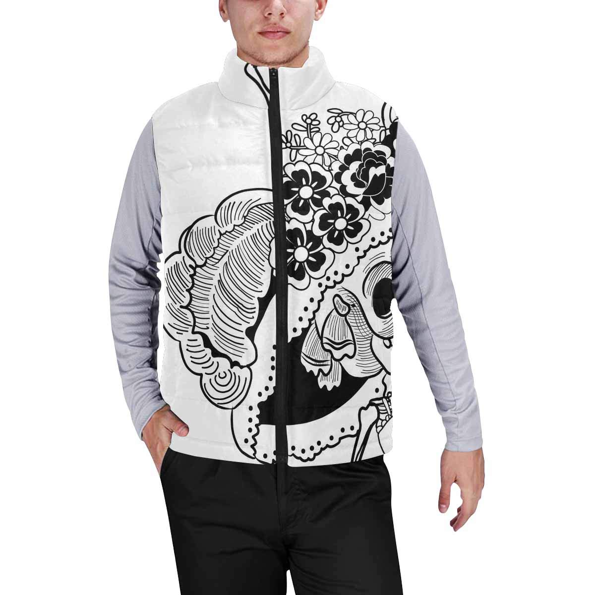 **InterestPrint Men's Winter Padded Vest Coat - Cute Watercolor Whale & Ship Design, Warm Casual Outerwear for Outdoor Activities & Daily Wear**