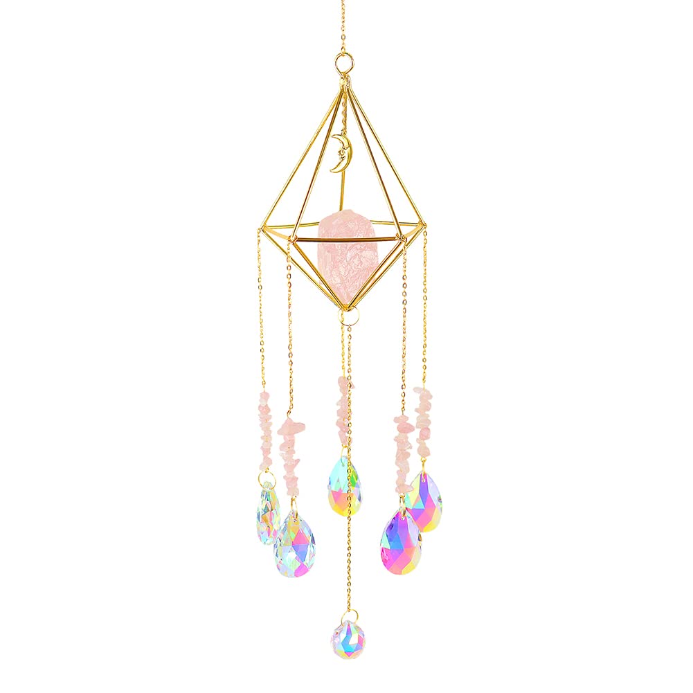 AIZHIYI Crystal Wind Chime Moon Pendant - Elegant Outdoor & Indoor Hanging Decor for Garden, Patio, Bedroom, Balcony - Perfect for Relaxation & Feng Shui Home Decor