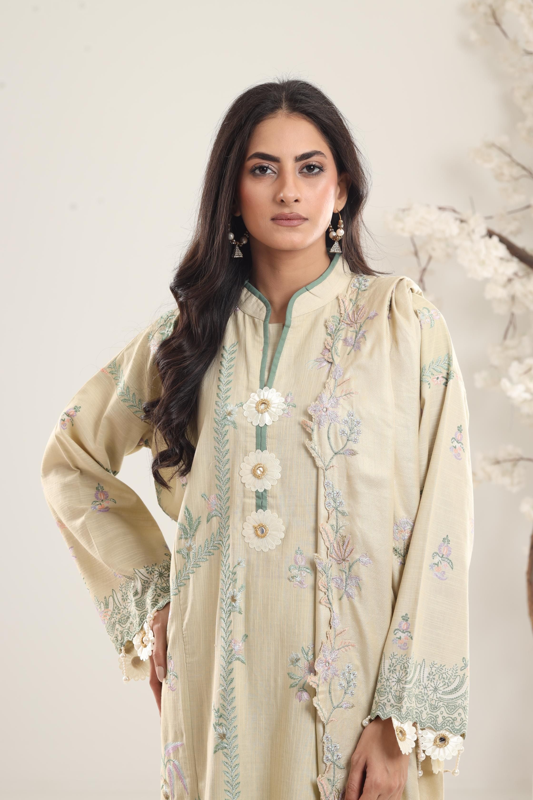 Sana Safinaz Muzlin Winter Stitched Embroidered Dress - Elegant Pakistani Formal Wear for Women | Perfect for Weddings, Parties & Special Occasions