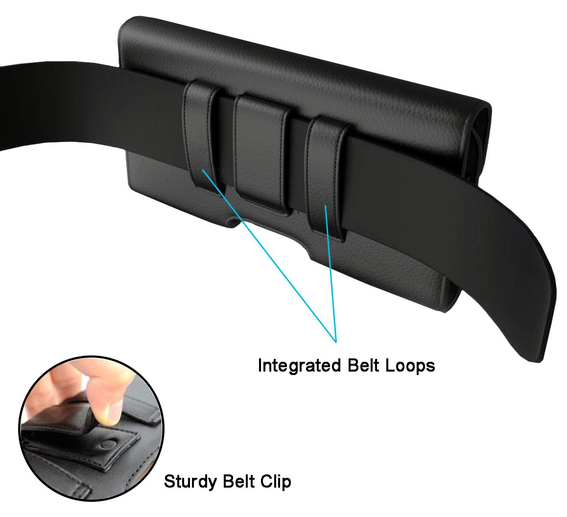 Premium Leather Pouch Case Holster for Samsung Galaxy On5 (SM-G550T) - Belt Clip & Loops | Slim Fit for Bare Phone | Perfect for Work, Travel & Everyday Protection