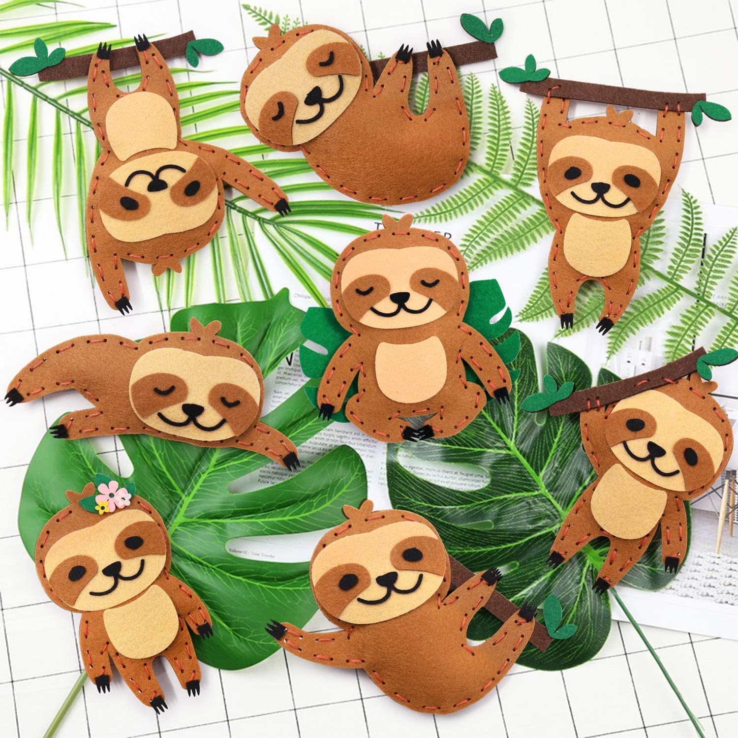 CiyvoLyeen Sloth Sewing Craft Kit - Jungle Animal DIY Sewing Kit for Kids Ages 8-12 - Educational Handmade Craft Projects with 8 Fun Designs - Perfect for Birthday Gifts & After School Activities