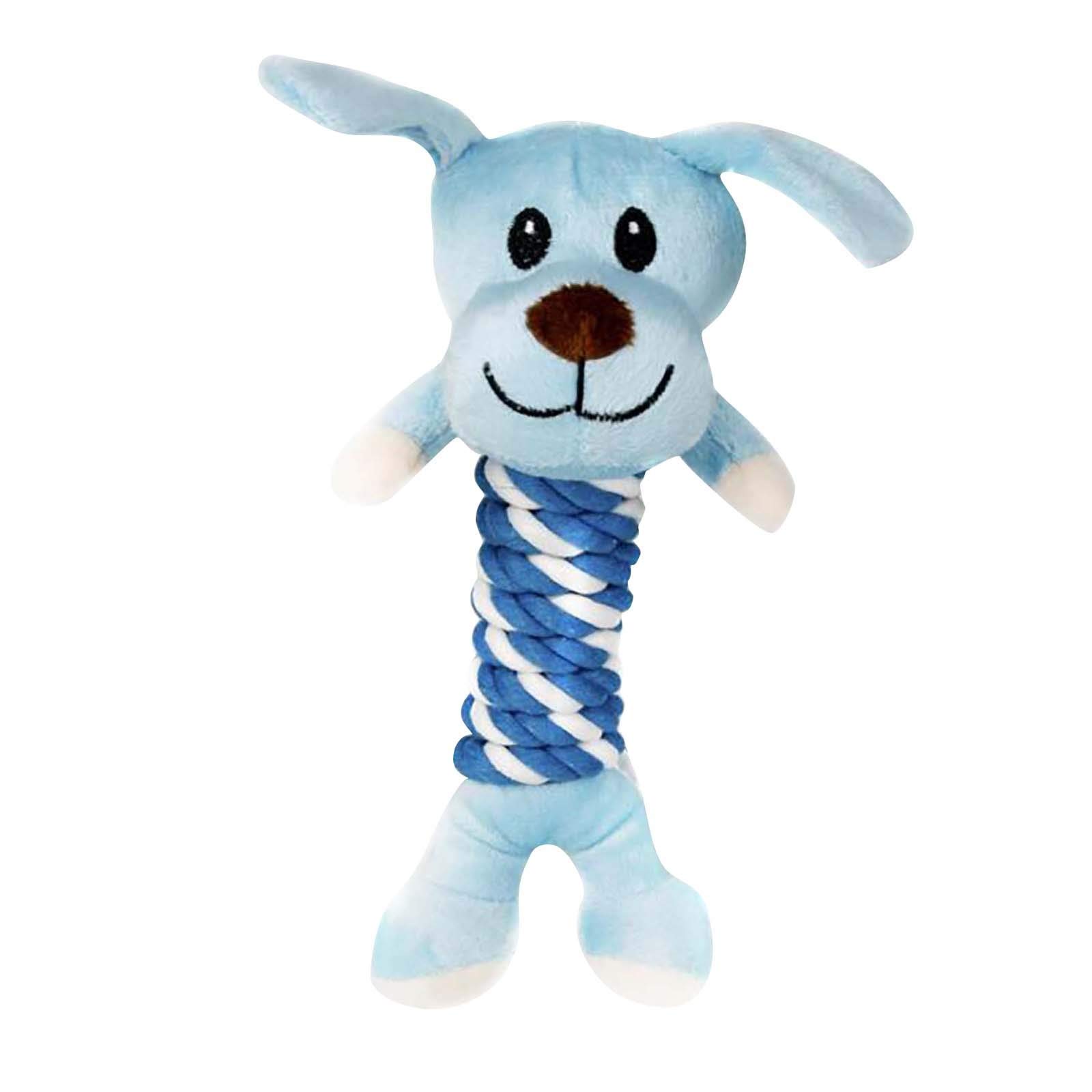 Durable Cotton Knotted Rope Dog Chew Toy for Puppies - Teething, Dental Health & Quiet Play - Blue Pet Toy for Indoor & Outdoor Use
