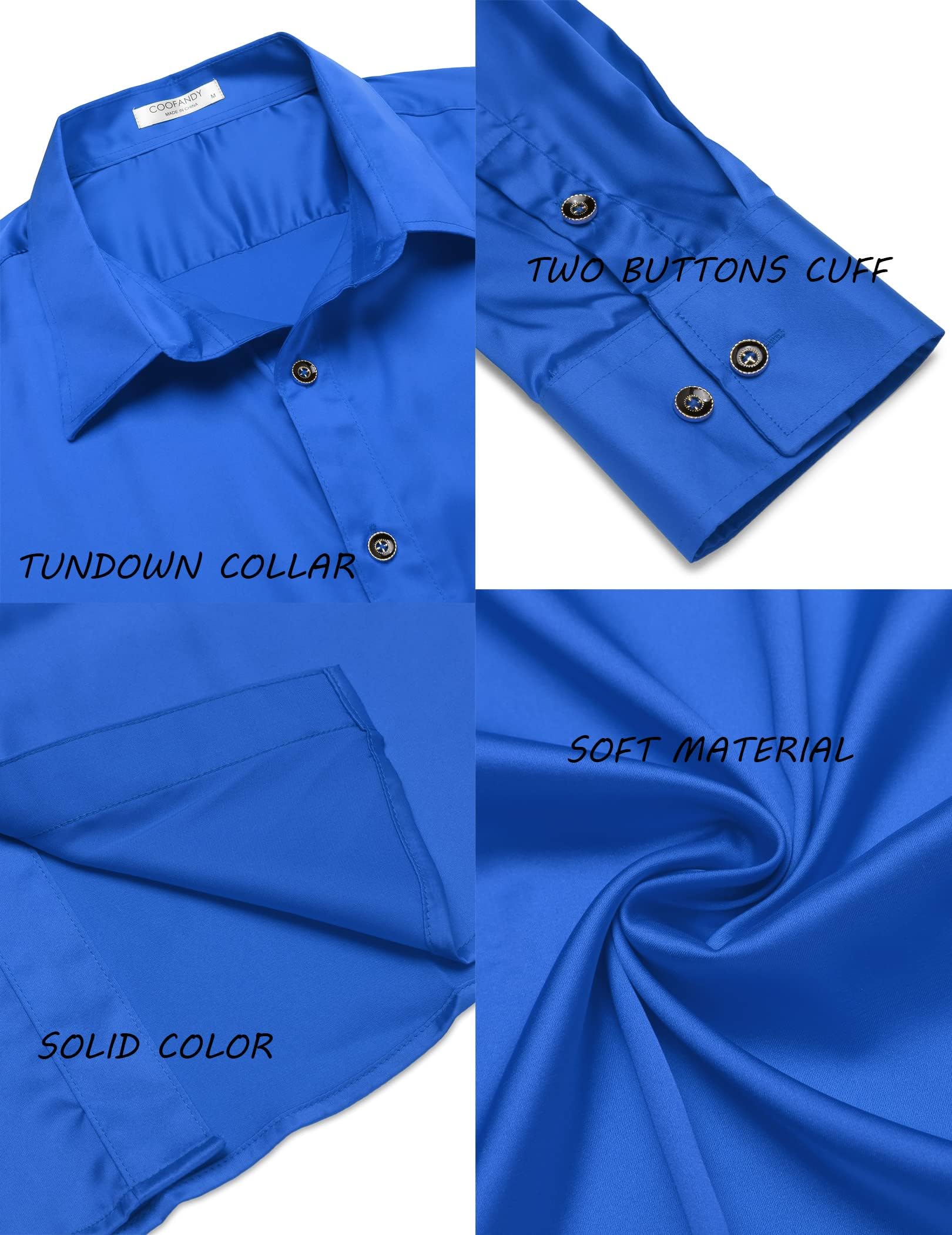 COOFANDY Men's Silk Satin Dress Shirt - Jacquard Floral Long Sleeve Button Up Shirt for Wedding, Prom, Party & Formal Occasions | Elegant Business & Evening Wear
