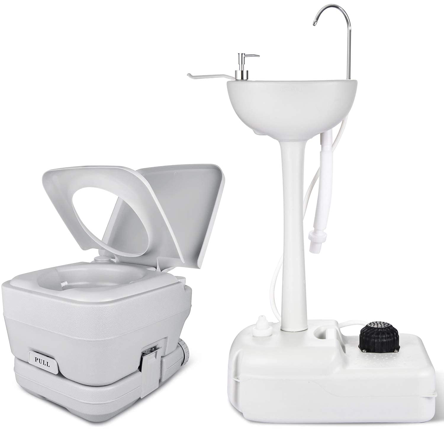 YITAHOME Portable Toilet with Sink - 2.6 Gallon Flushable Porta Potty & 17L Hand Washing Station for Camping, RV, Boat, Travel - Perfect for Outdoor Adventures, Road Trips and Emergency Preparedness