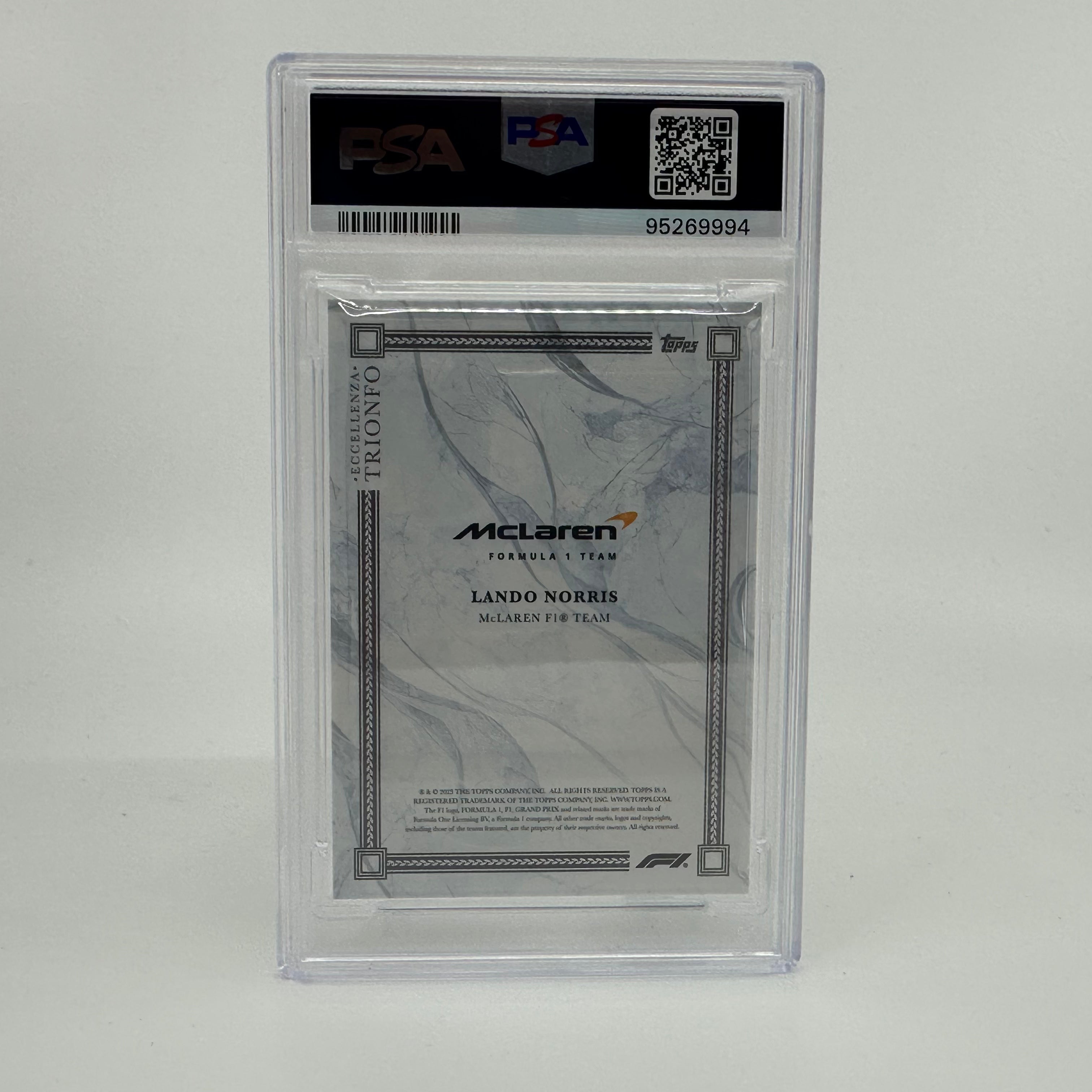 2023 Eccellenza Trionfo Lando Norris Gray PSA 9 67/75 - Rare Trading Card for Collectors & F1 Fans - Perfect for Display, Investment & Racing Memorabilia Collections