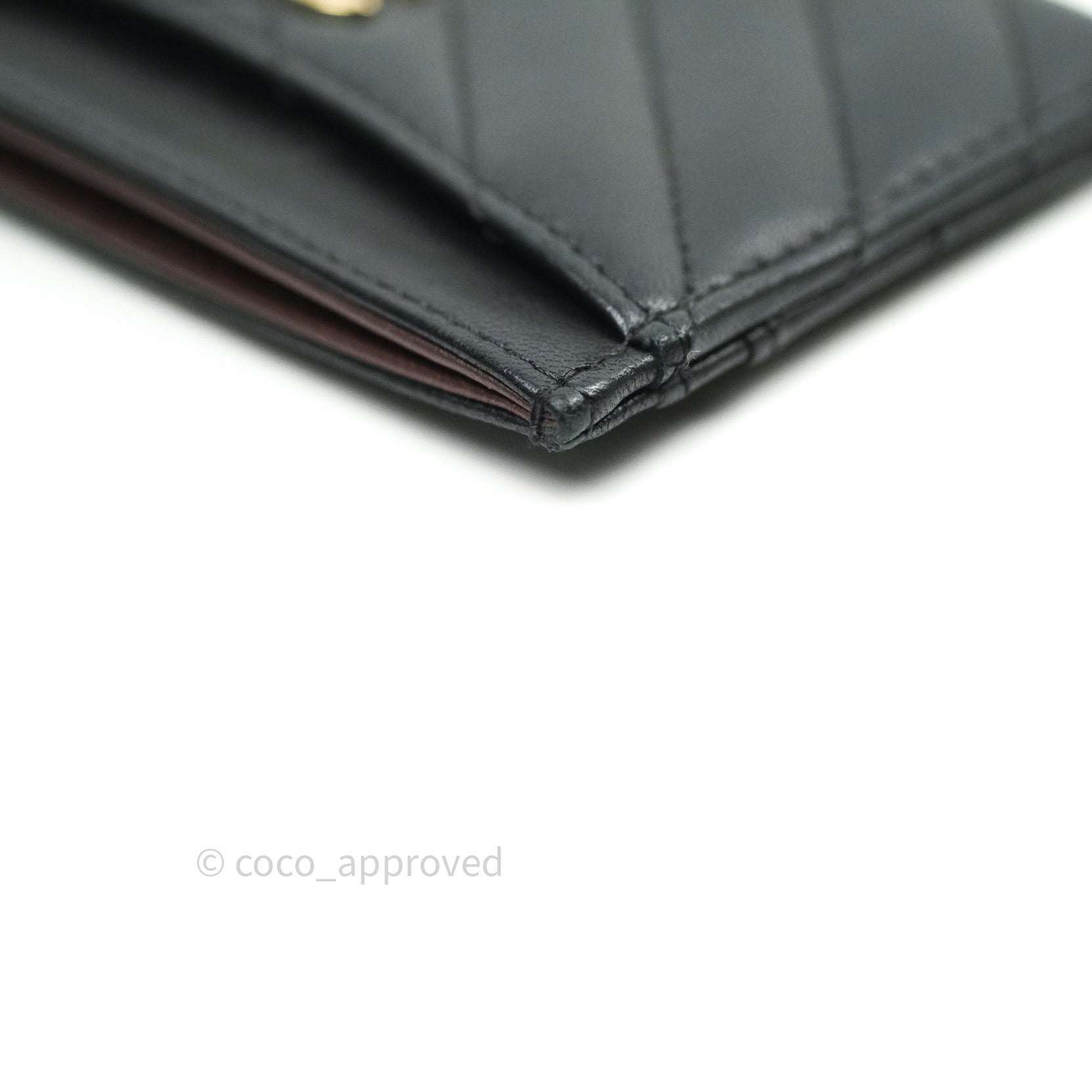 Chanel Chevron Classic Black Lambskin Card Holder with Gold Hardware - Slim Wallet for Women, Perfect for Everyday Use & Travel