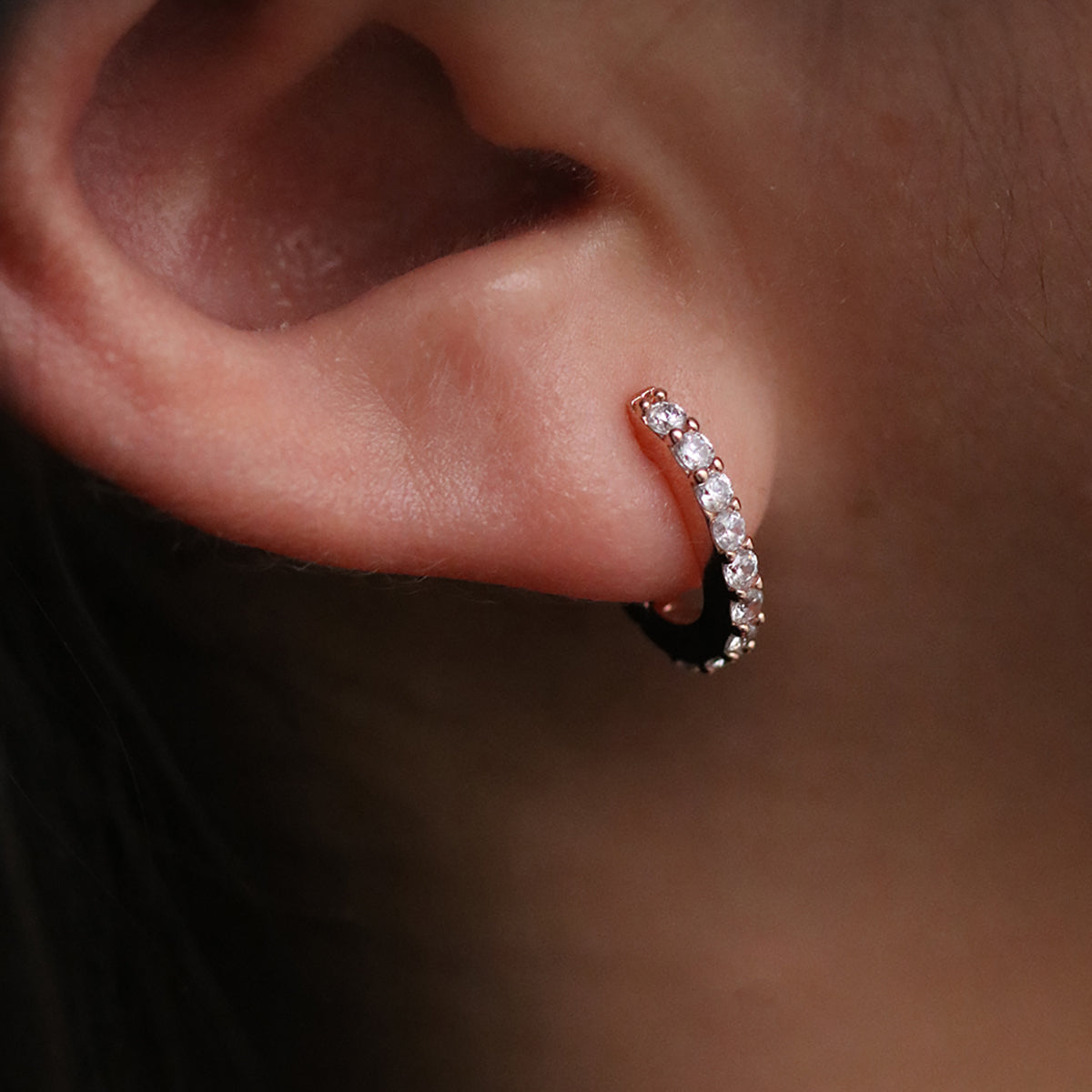 Sparkling Claw Pave Huggie Earrings for Women - Dainty Gold Hoop Earrings with Cubic Zirconia - Perfect for Parties, Weddings & Everyday Wear