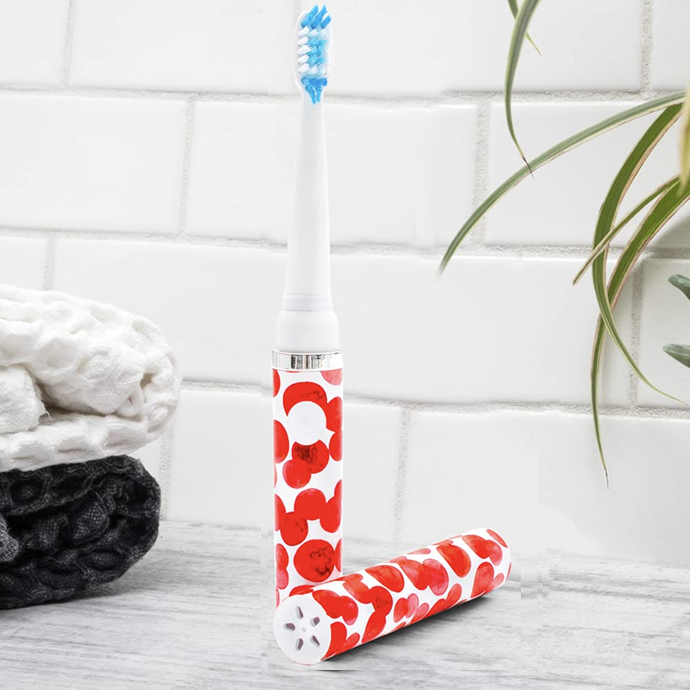 Pop Sonic Electric Toothbrush for Kids & Adults - Red Bubbles Design, 2-Speed (15,000-30,000 RPM), DuPont Nylon Bristles, Battery-Powered Travel Toothbrush - Perfect for Home, Travel & Daily Oral Care