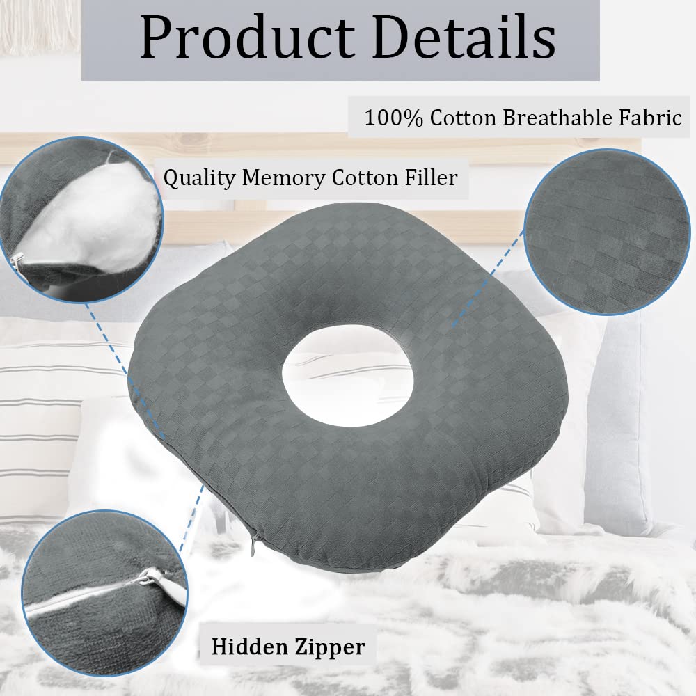 Ear Piercing Pillow for Side Sleepers - O-Shaped Side Sleeping Pillow with Ear Hole for CNH, Ear Pain & Inflammation Relief - Pressure Sore Prevention Ear Guard Pillow (Dark Gray) - Perfect for Post-Piercing Care, Tinnitus & Comfortable Side Sleeping