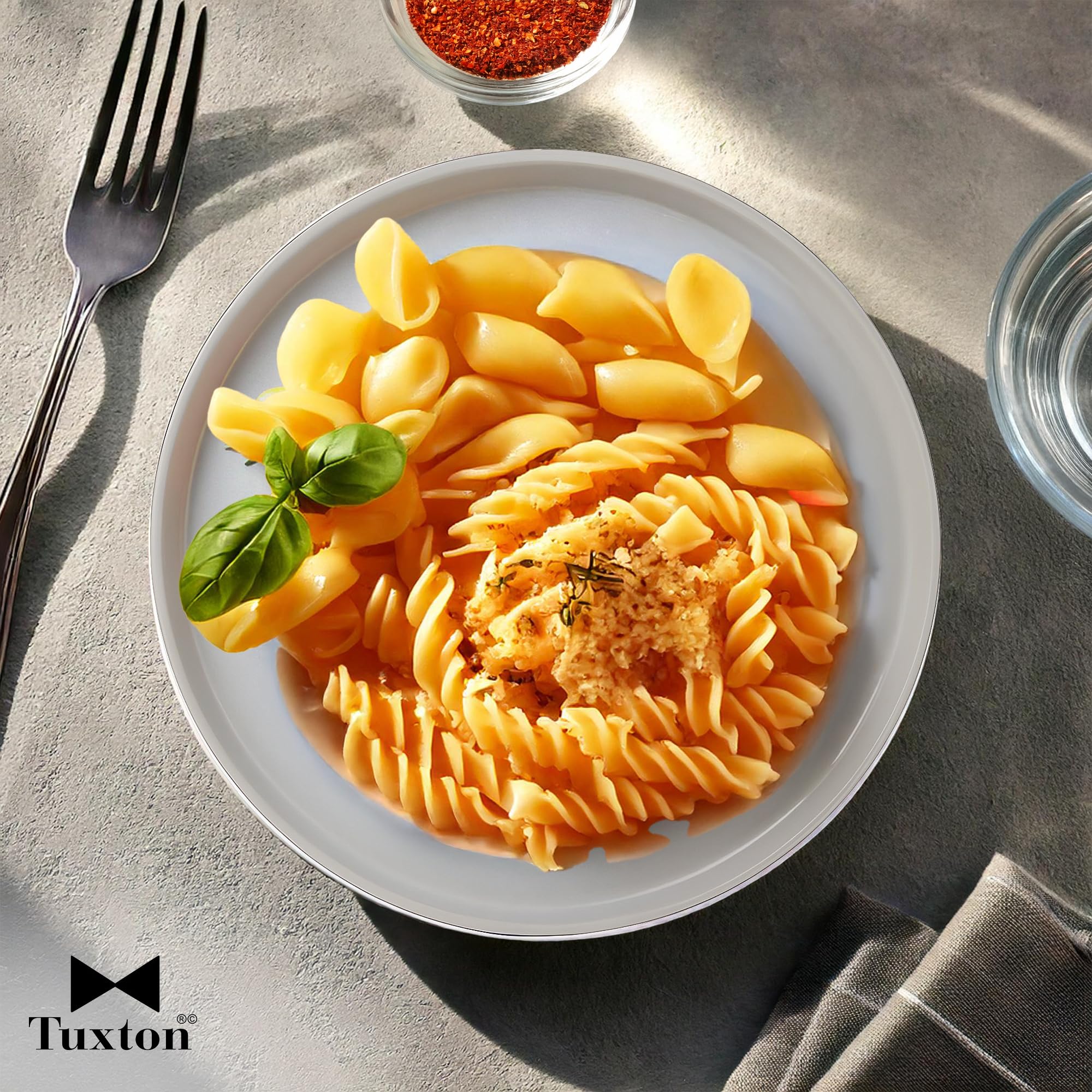 Tuxton Zion Plate Straight Side - Set of 12, 8.25 x 0.75 Inch Matte White Dinner Plates - Lifetime Edge Chip Warranty - Microwave, Oven & Dishwasher Safe - Perfect for Restaurants, Catering & Everyday Dining