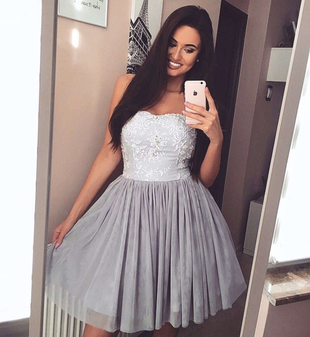 Elegant Sweetheart Neckline Lace Applique Tulle Cocktail Dress for Women - Perfect for Evening Parties, Proms, and Special Occasions