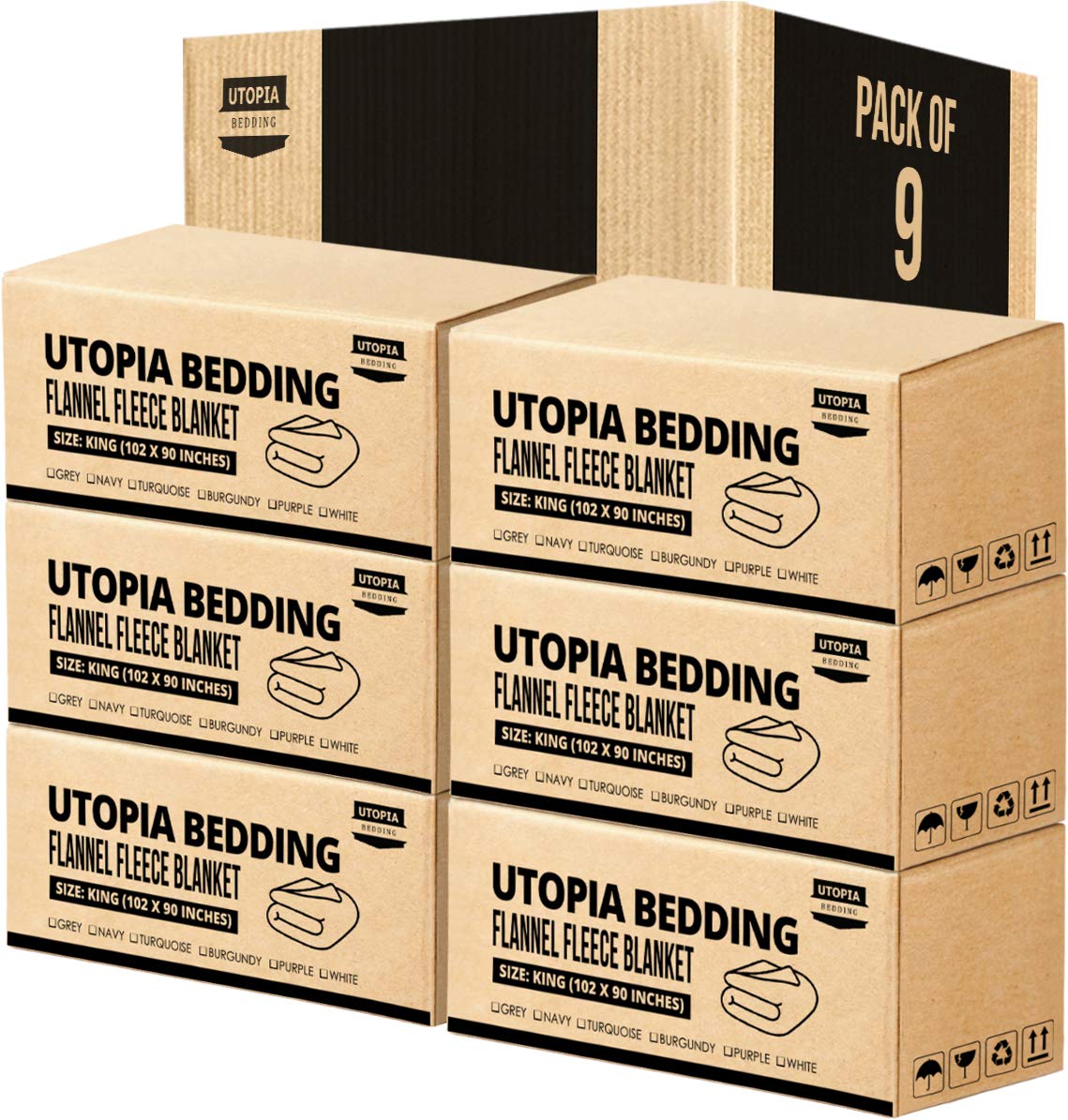 Utopia Bedding King Size Fleece Blanket - Navy Blue Luxury Microfiber Blanket, Ultra Soft & Cozy (Pack of 9) - Perfect for Bed, Sofa, Winter Nights & Gift Giving