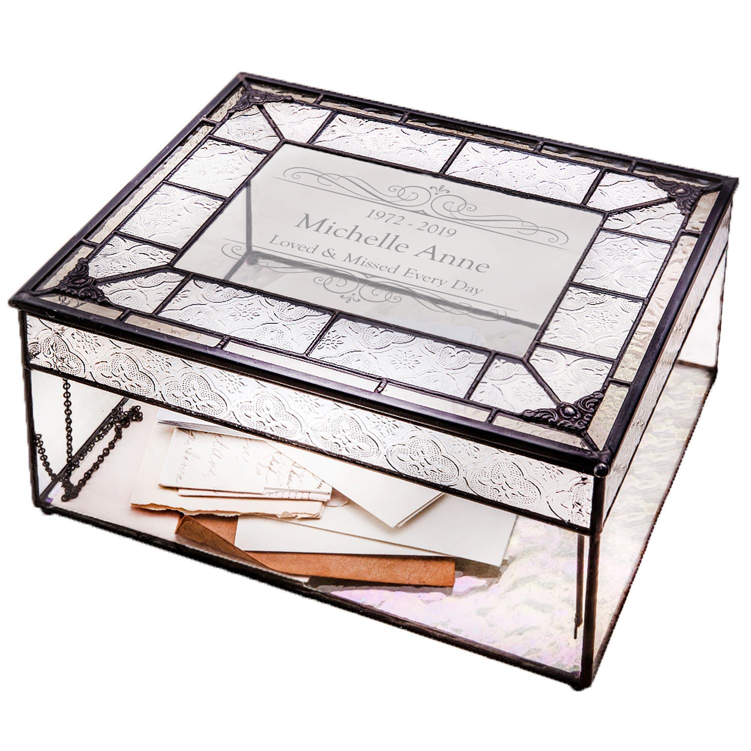 Personalized J Devlin Memorial Card Box - Custom Engraved Keepsake for Funeral, Memorial Service & Sympathy Gifts - Heartfelt Remembrance Box for Condolence Cards & Cherished Memories