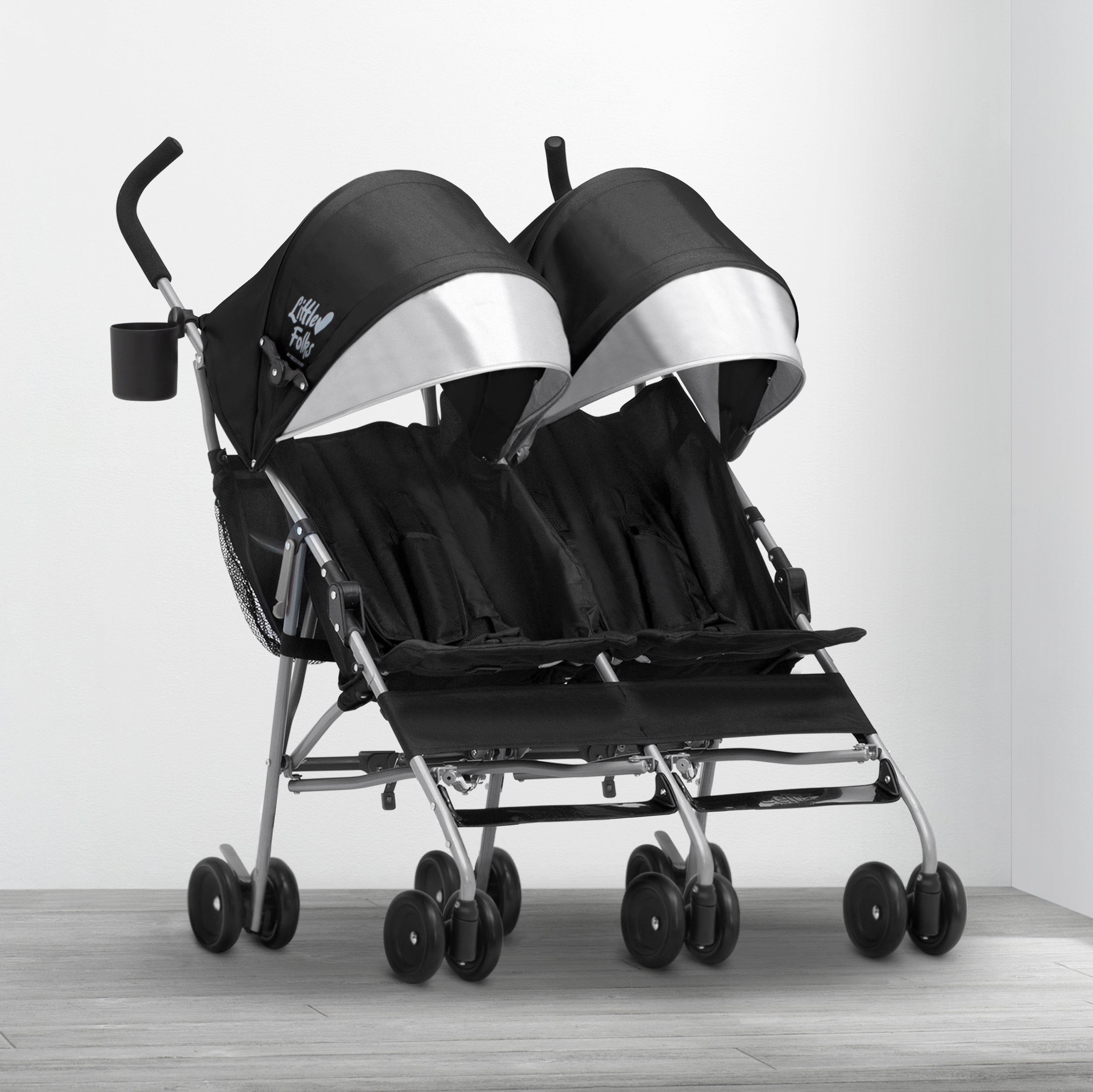 Olympia Side by Side Double Stroller for Twins - Lightweight Compact Foldable Baby Stroller with Canopy & Storage Basket - Perfect for Shopping, Travel & Outdoor Walks