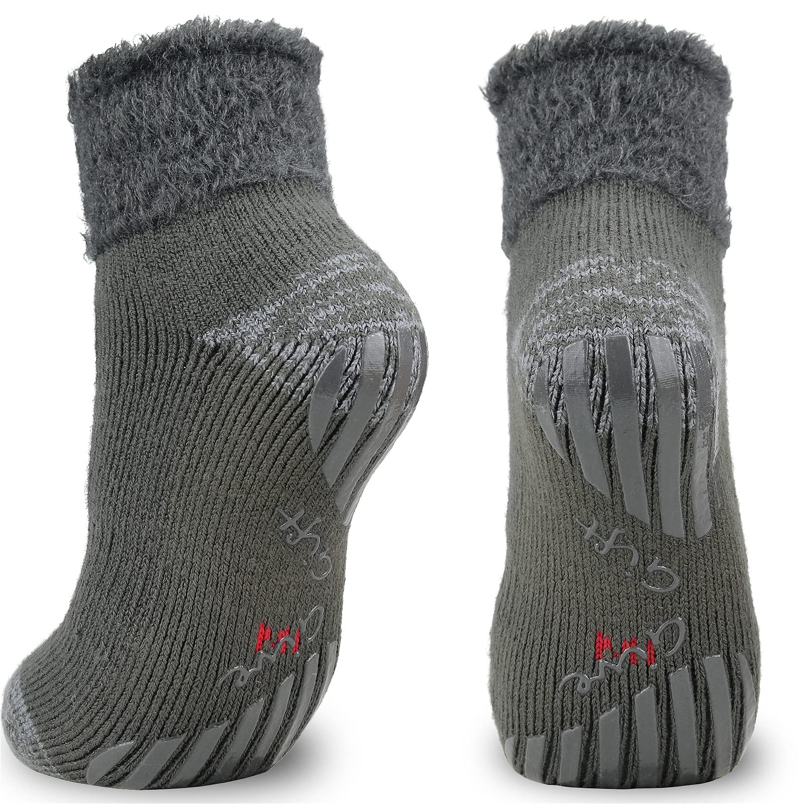 2 Pairs Non-Slip Slipper Socks for Men & Women - Warm Fluffy House Socks with Silicone Grips, Cozy Thickened Sleeping Socks for Winter - Perfect for Home, Office & Travel Comfort