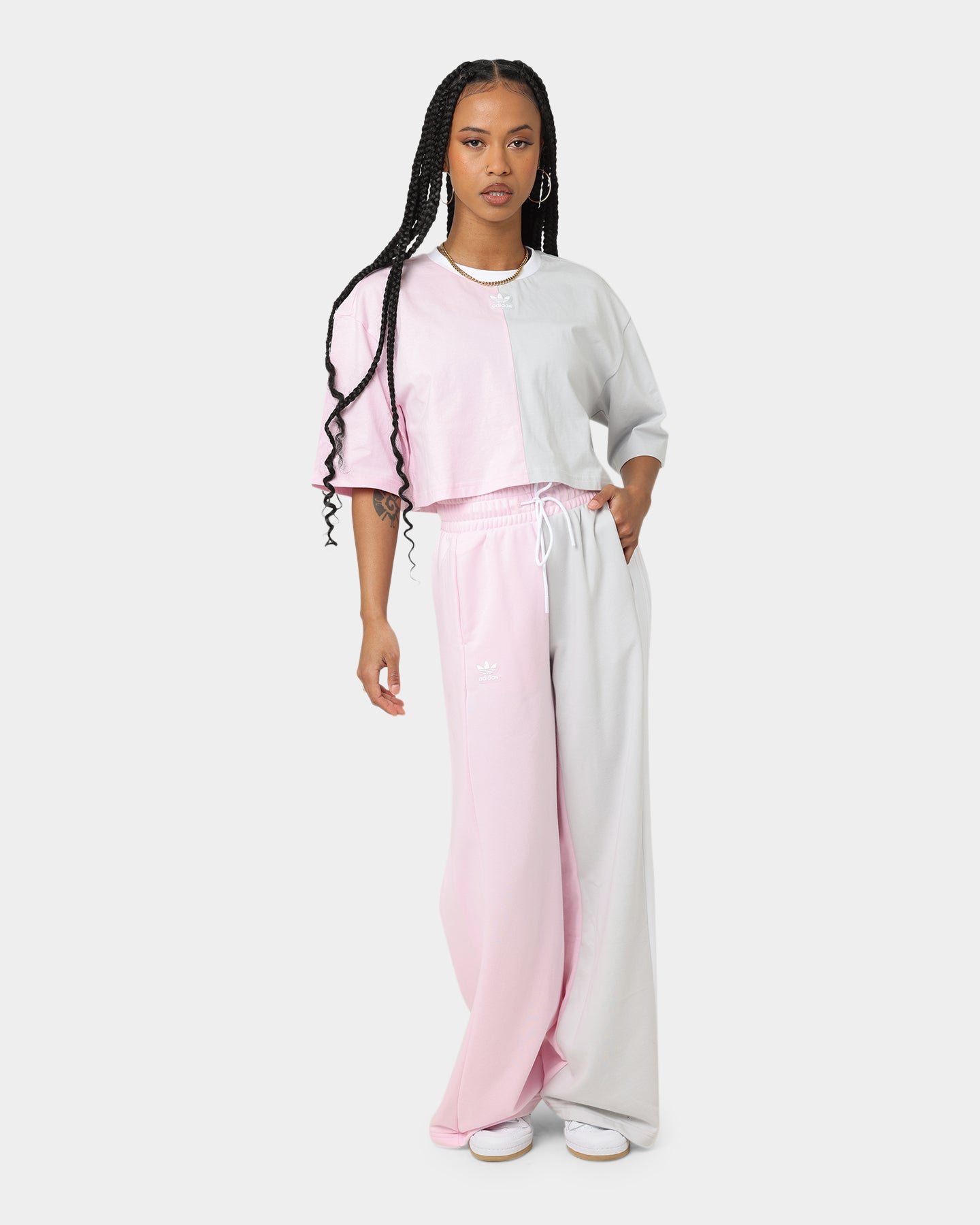 Adidas Women's Wide Leg Sweatpants - Soft Fleece Joggers with Elastic Waistband, Clear Pink - Perfect for Yoga, Lounge & Casual Wear