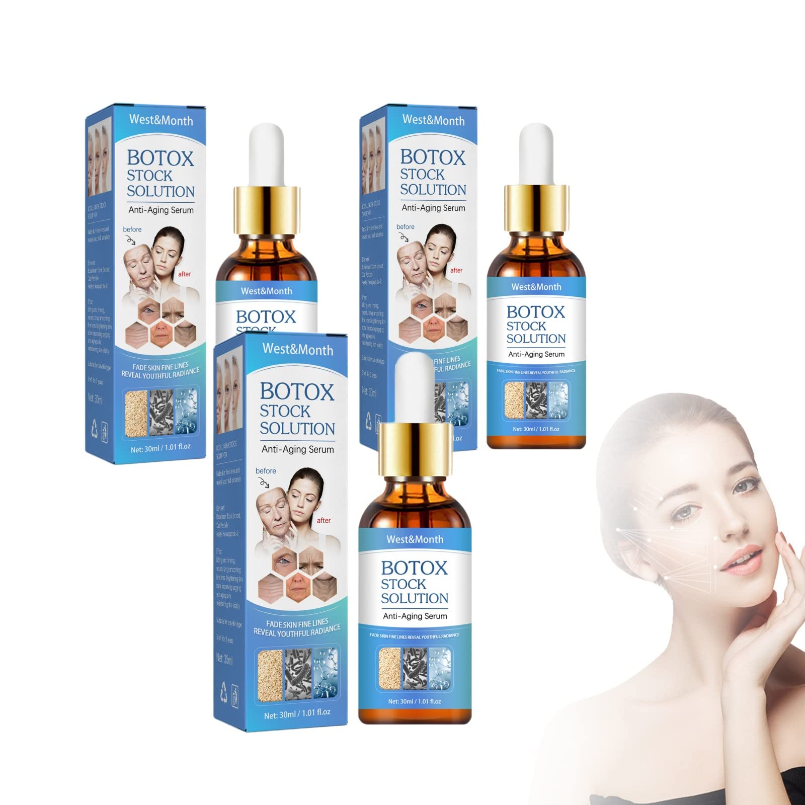 Botox Effect Face Serum & Dark Spot Corrector - Anti-Aging Collagen Serum with Face Lift Benefits | Wrinkle Reduction for All Skin Types (3 Pack) | Perfect for Daily Skincare Routine & Nighttime Anti-Wrinkle Treatment