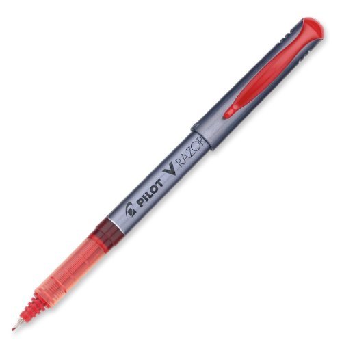 Pilot V Razor Point Extra Fine Liquid Ink Marker Pens - Red Barrel & Ink, Box of 12 (PIL11022) - Perfect for Office Work, Art Projects, and Detailed Marking