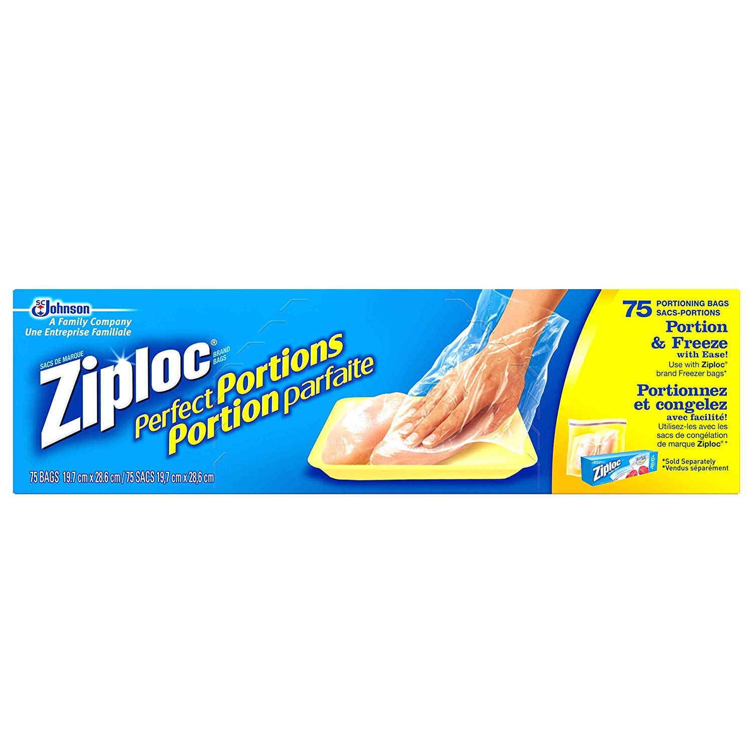 Ziploc Perfect Portions Food Storage Bags - 900 Count (12 Packs x 75 Bags) | Airtight Seal for Meal Prep, Freezer Storage & Portion Control | Ideal for Home Kitchen, Camping & Leftovers