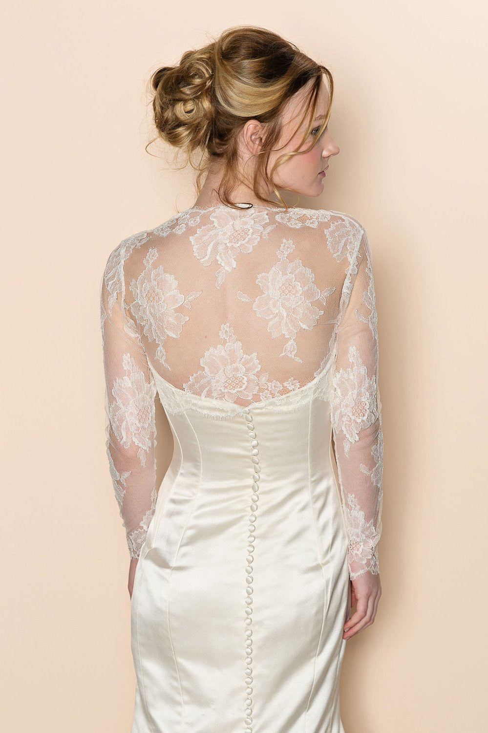 Roseline Bridal French Lace Sheer Tulle Bolero Cover Up Shrug - Elegant Wedding Shoulder Wrap for Brides, Bridesmaids & Formal Events