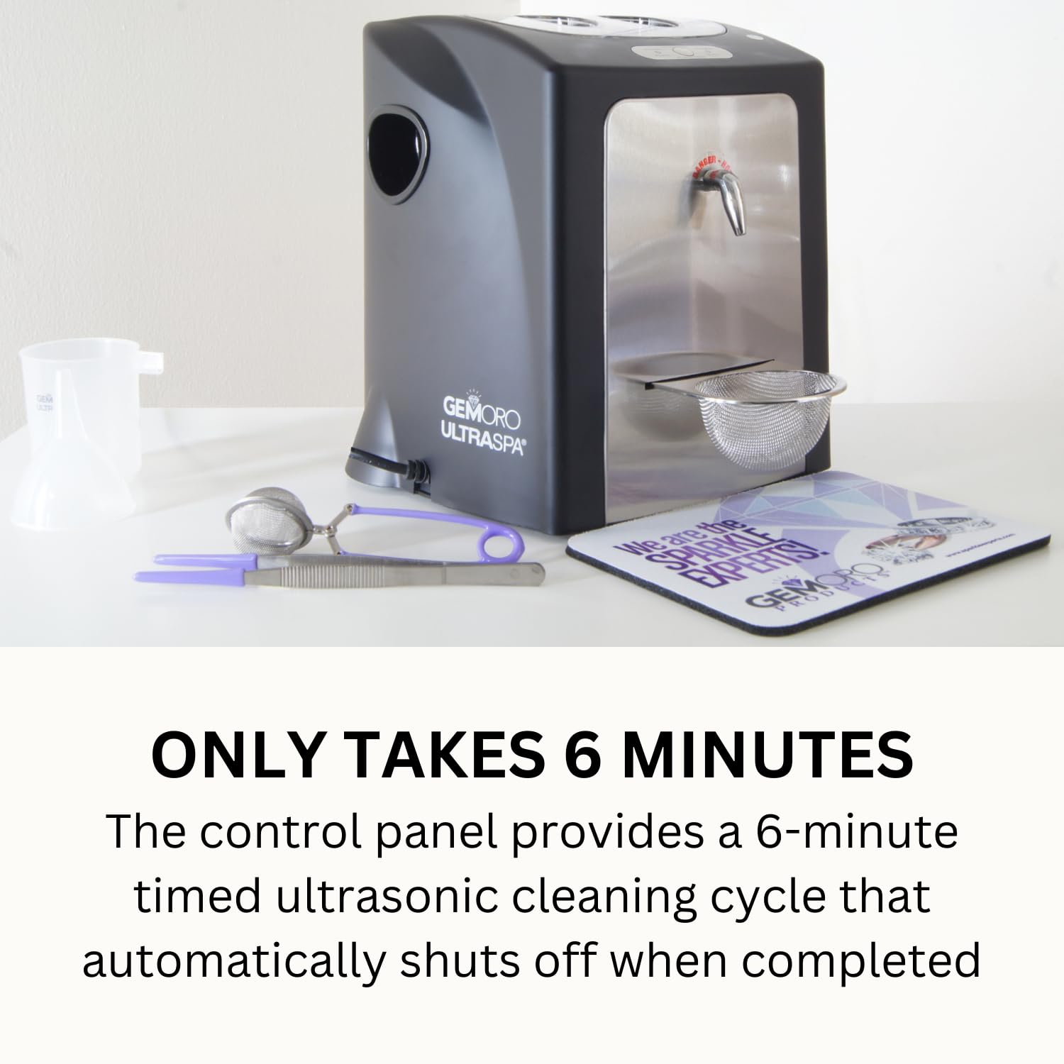 GemOro Ultrasonic & Steam Jewelry Cleaner - Professional Cleaning Machine for Rings, Watches, Glasses, Earrings | UltraSpa Personal Gentle Cleaner | Perfect for Home Jewelry Care & Gift Giving