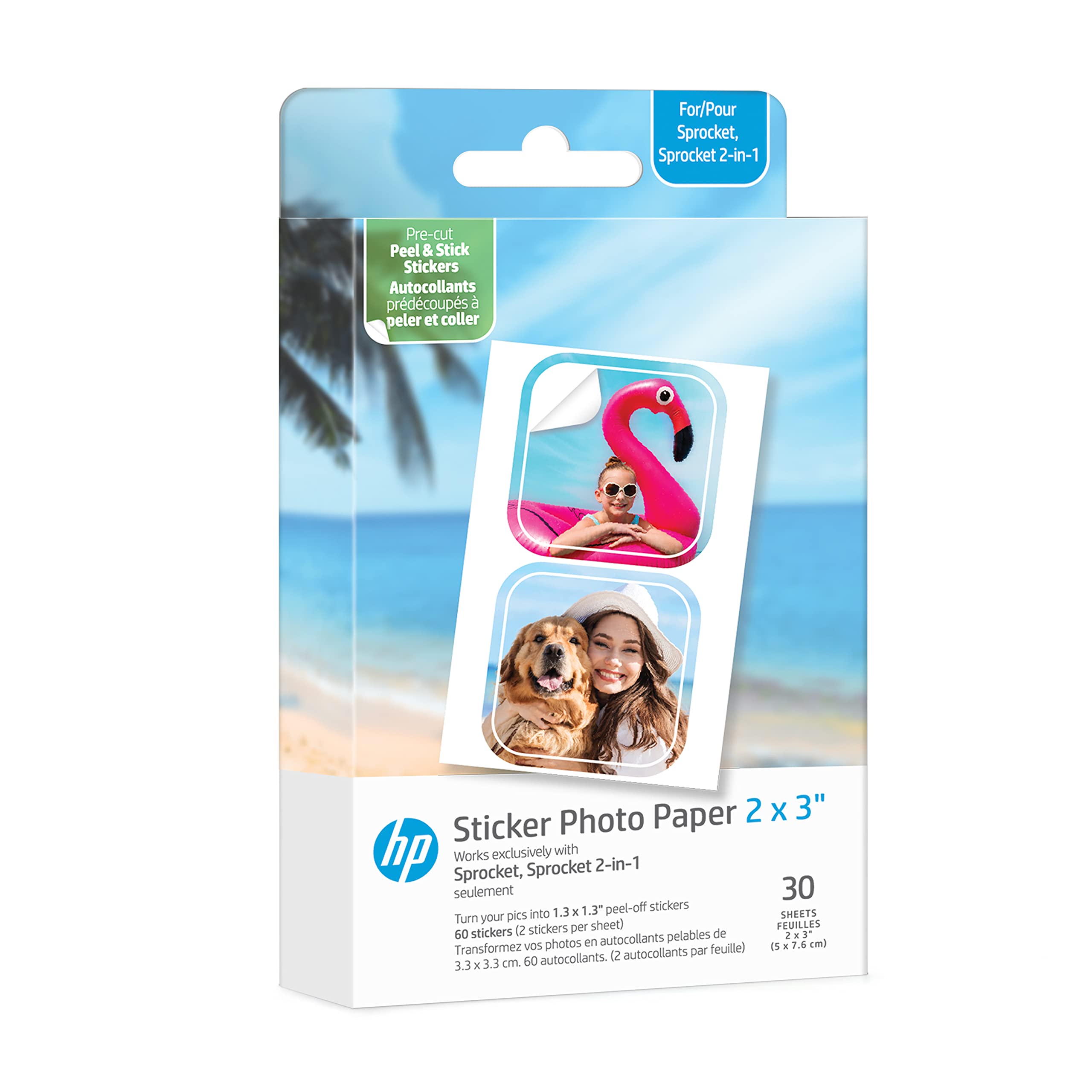 HP Sprocket 2nd Edition Portable Instant Photo Printer with 50 Sheets Premium Zink Sticky Back Photo Paper & Pre-Cut Sticker Paper - Perfect for Travel, Scrapbooking, and DIY Projects