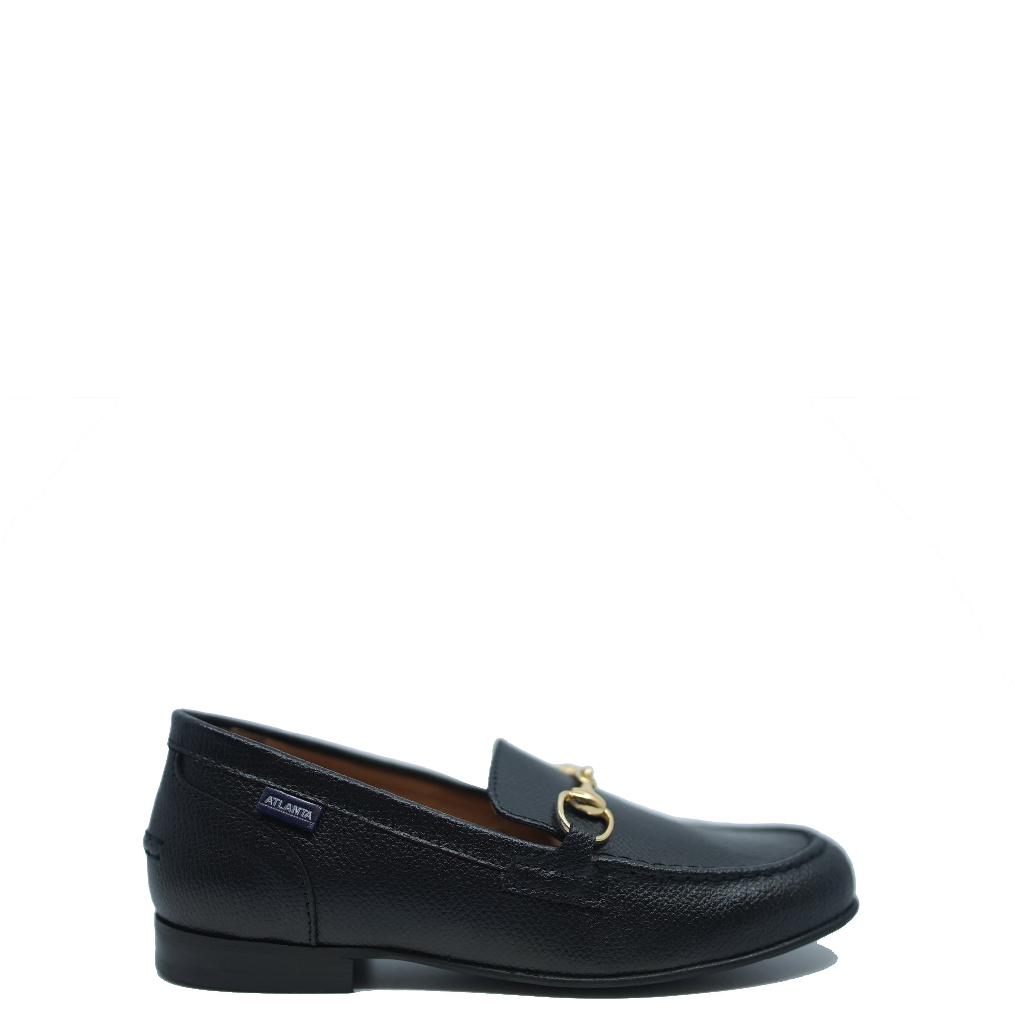 Men's Atlanta Moccasin Black Pebbled Leather Dress Shoes with Buckle Detail - Perfect for Business, Office & Formal Occasions