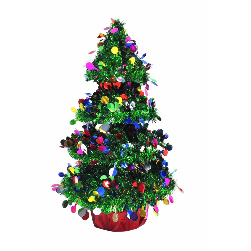 3D Tinsel Christmas Tree Tabletop Decoration - Mini Glitter Holiday Decor for Home, Office, Party | Perfect for Christmas, Winter, New Year Celebrations
