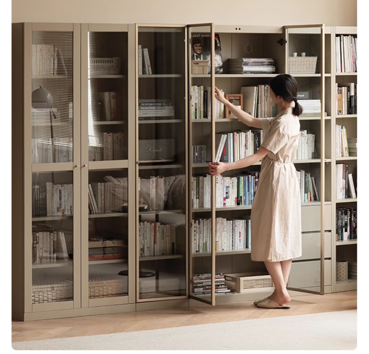 Premium Poplar Solid Wood Bookcase - Light Luxury Style for Home Office, Living Room & Library | Modern Wooden Bookshelf Organizer