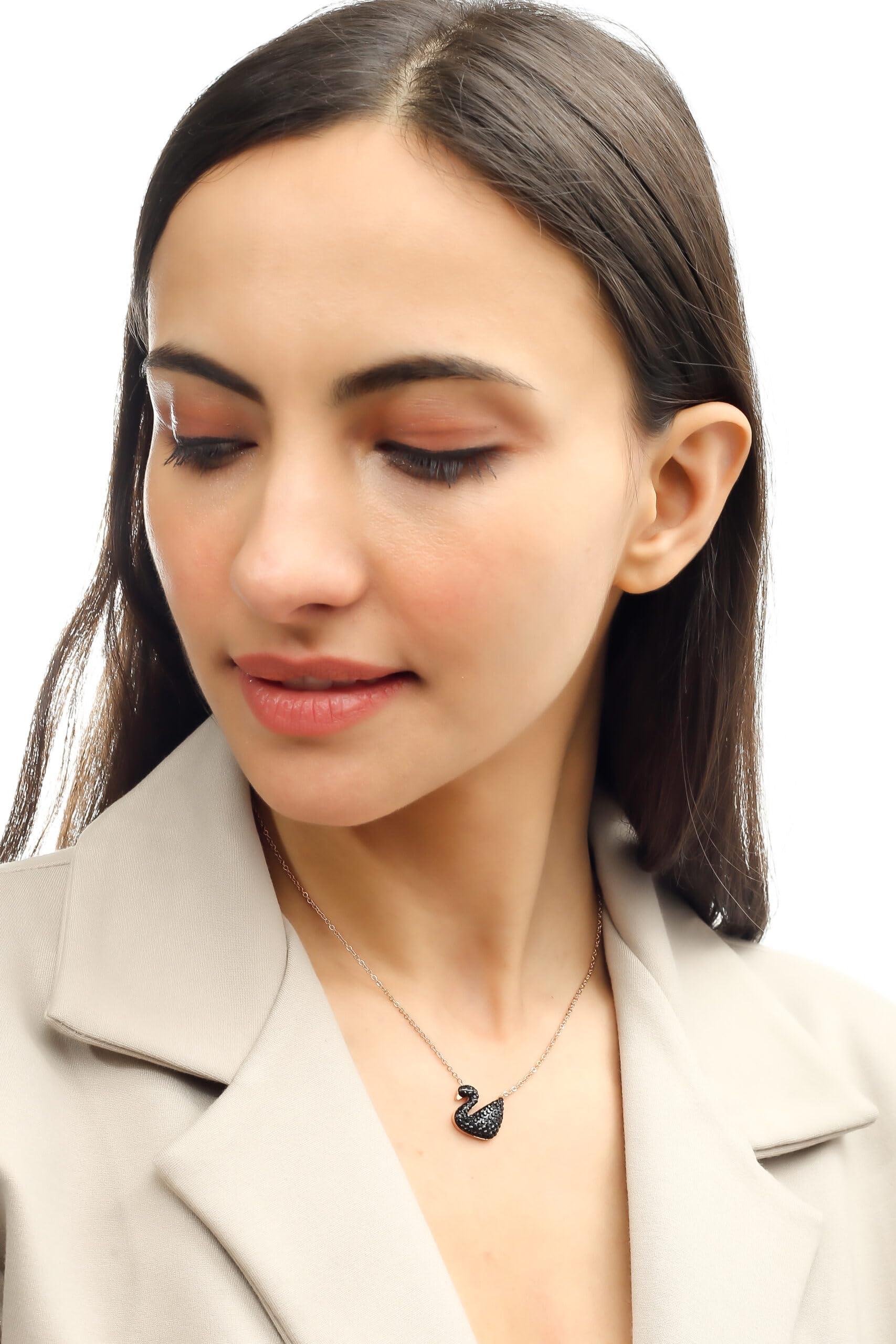 Rose Gold Plated Black Duck Pendant Necklace for Women - 2 Pack Elegant Jewelry Gift for Her, Perfect for Valentine's Day, Birthday & Anniversary Gifts