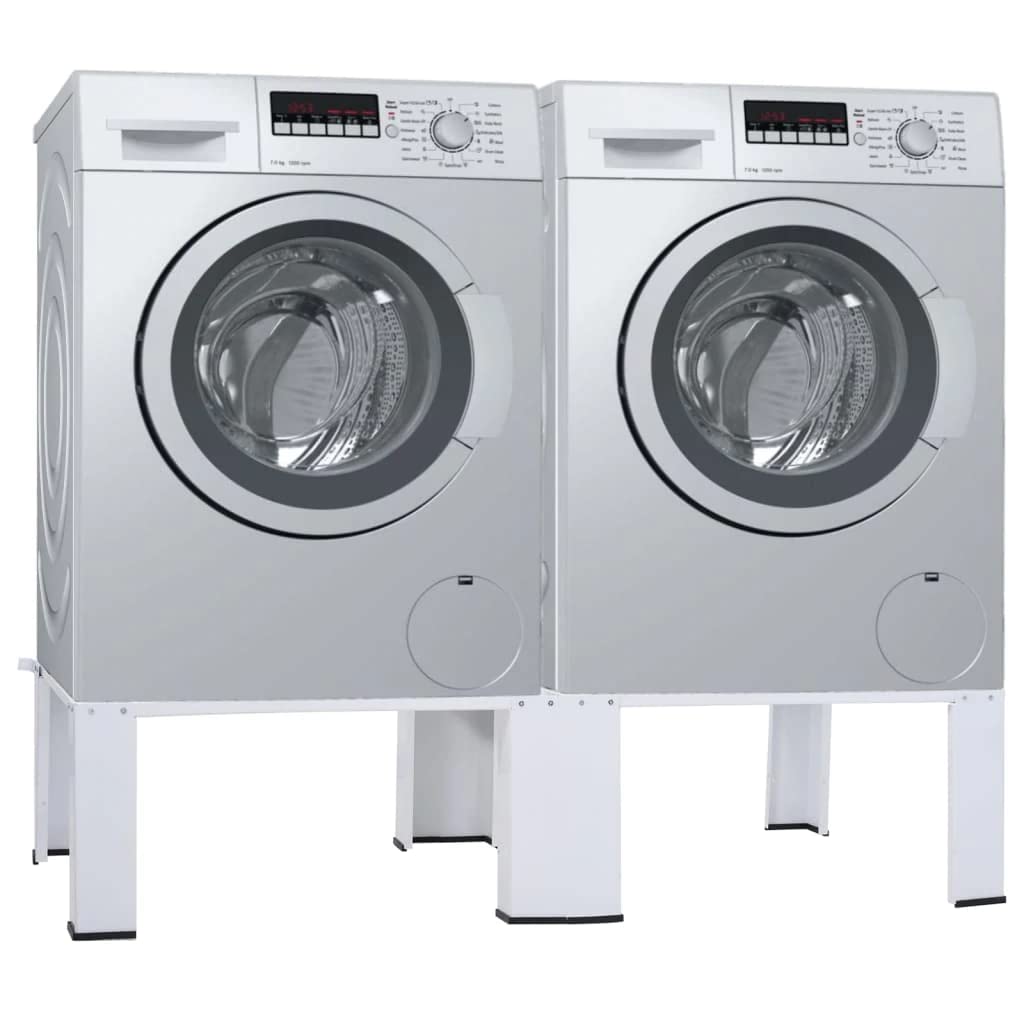 vidaXL White Washing Machine Pedestal Stand with Pull-Out Shelf - Heavy Duty Laundry Washer Dryer Riser for Home, Garden & Household Use - Perfect for Small Spaces & Stackable Appliances