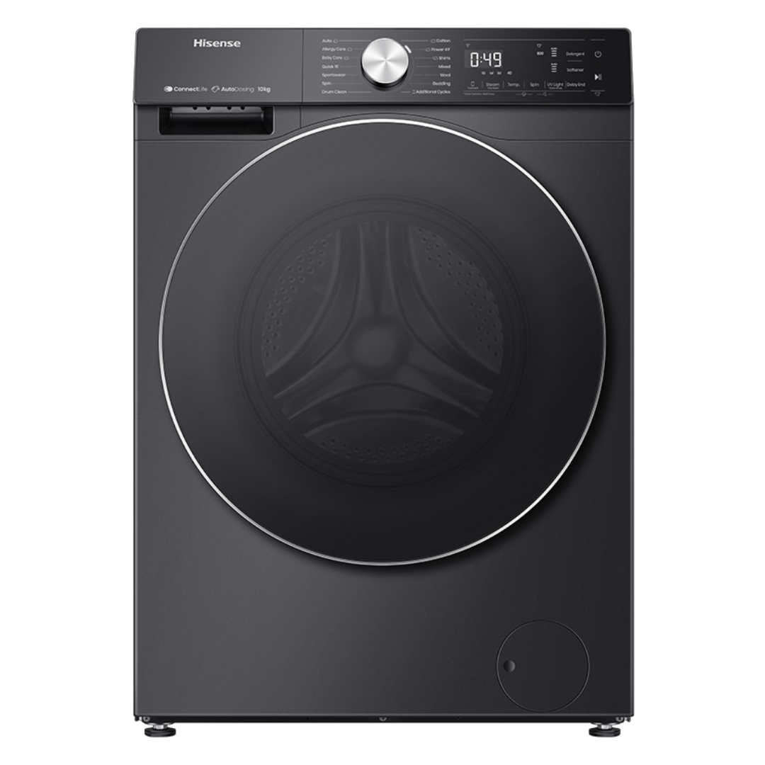 Hisense 10kg Series 7 Front Load Washing Machine - Energy Efficient, Quiet Operation, Large Capacity for Family Laundry - Perfect for Apartments & Homes (Charcoal Black HWFS1015AB)