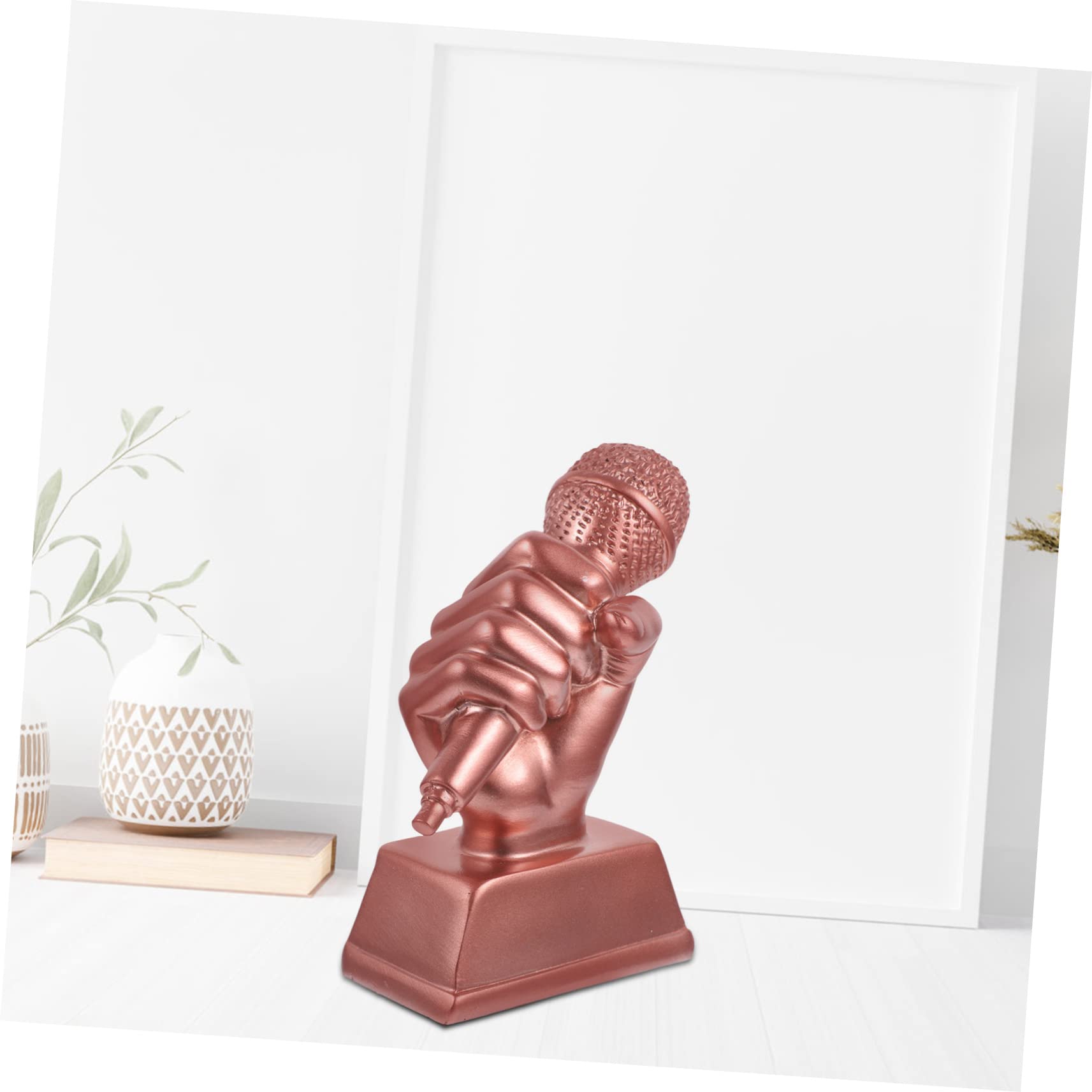 INOOMP 2 Pack Resin Trophy Decorations - Mini Microphone Trophy Awards for Office Desk, Singing Competition Prizes, Student Souvenirs - Perfect for Office Decor, Award Ceremonies & Gift Giving