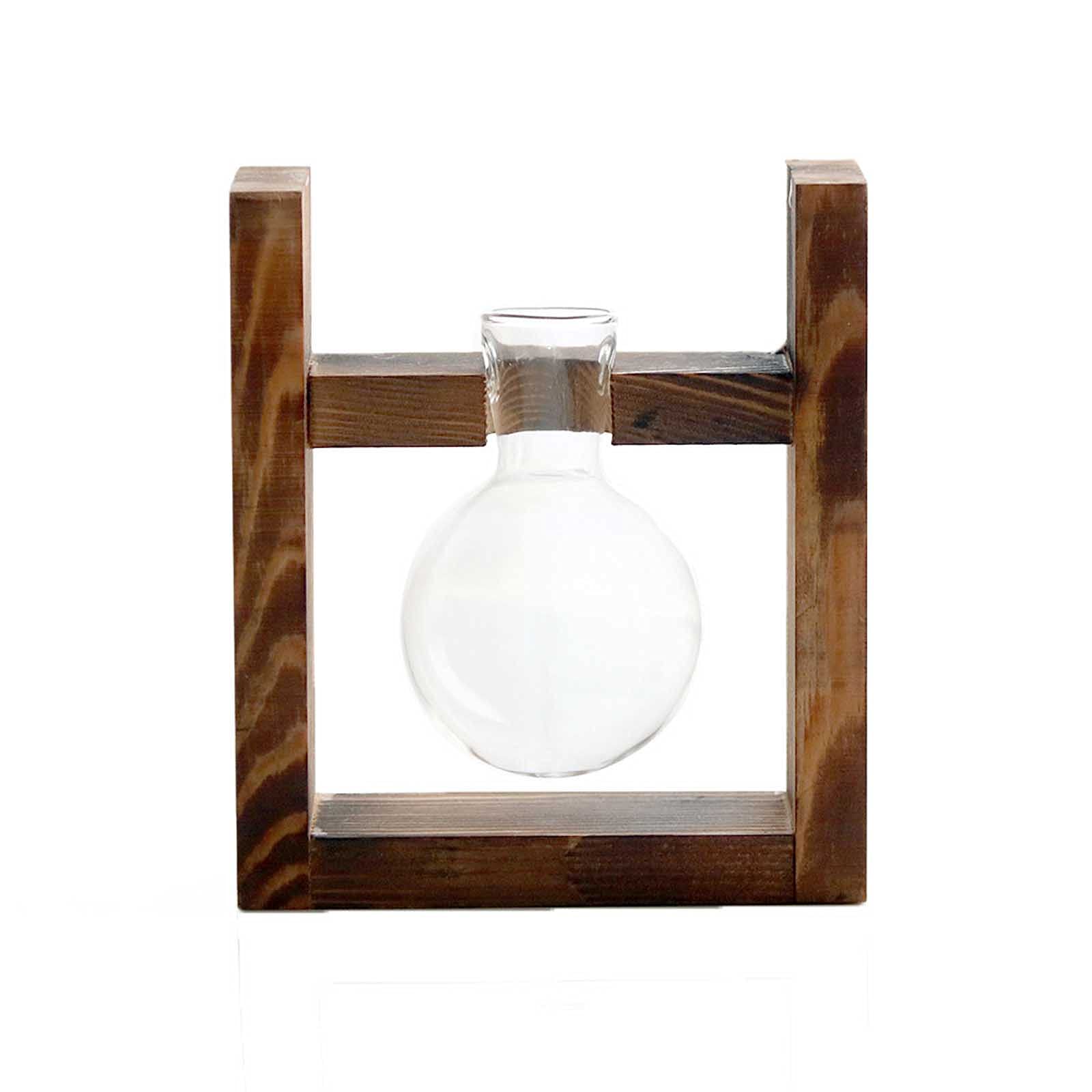 Creative Hydroponic Wooden Vase - Transparent Planter for Indoor Plants, Home Decor, Coffee Shop Display & Christmas Ornaments | Modern Frame Design for Succulents, Flowers & Air Plants (One Size)
